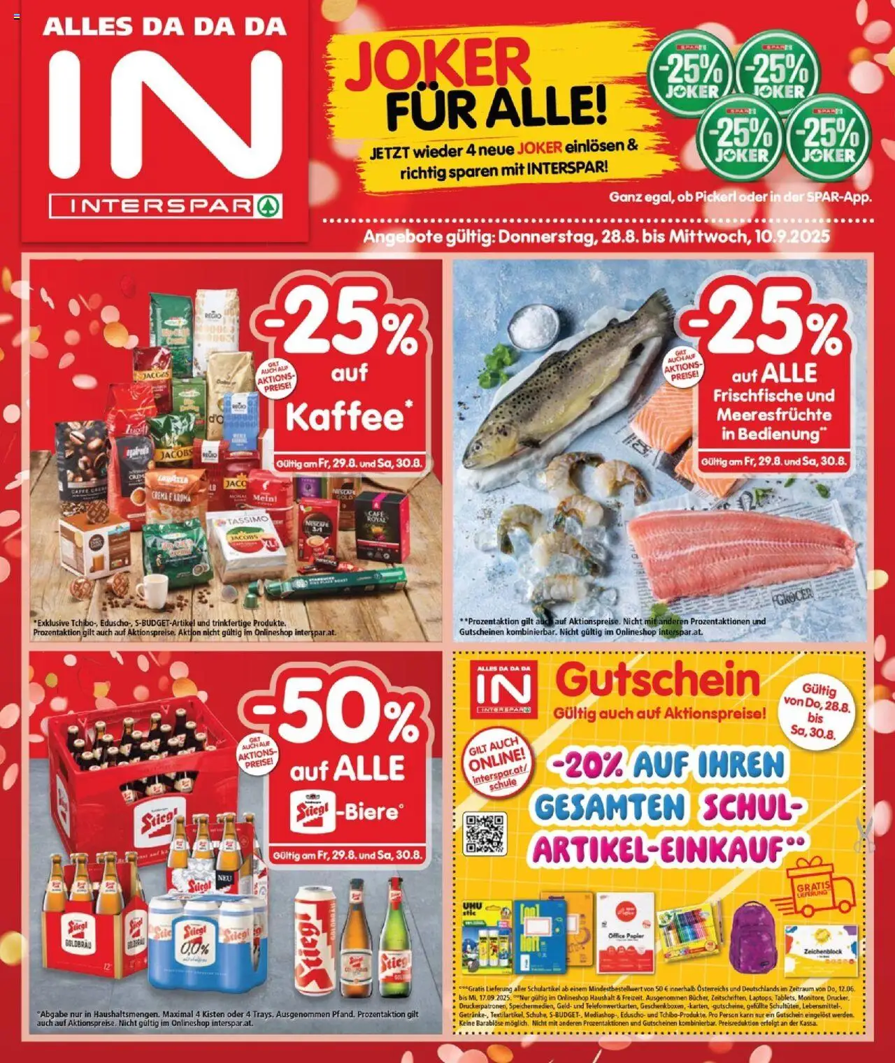  INTERSPAR Flugblatt 28.08.2025 - Angebote "Burgenland" - Seite 1 - Lebensmittel, Meeresfrüchte