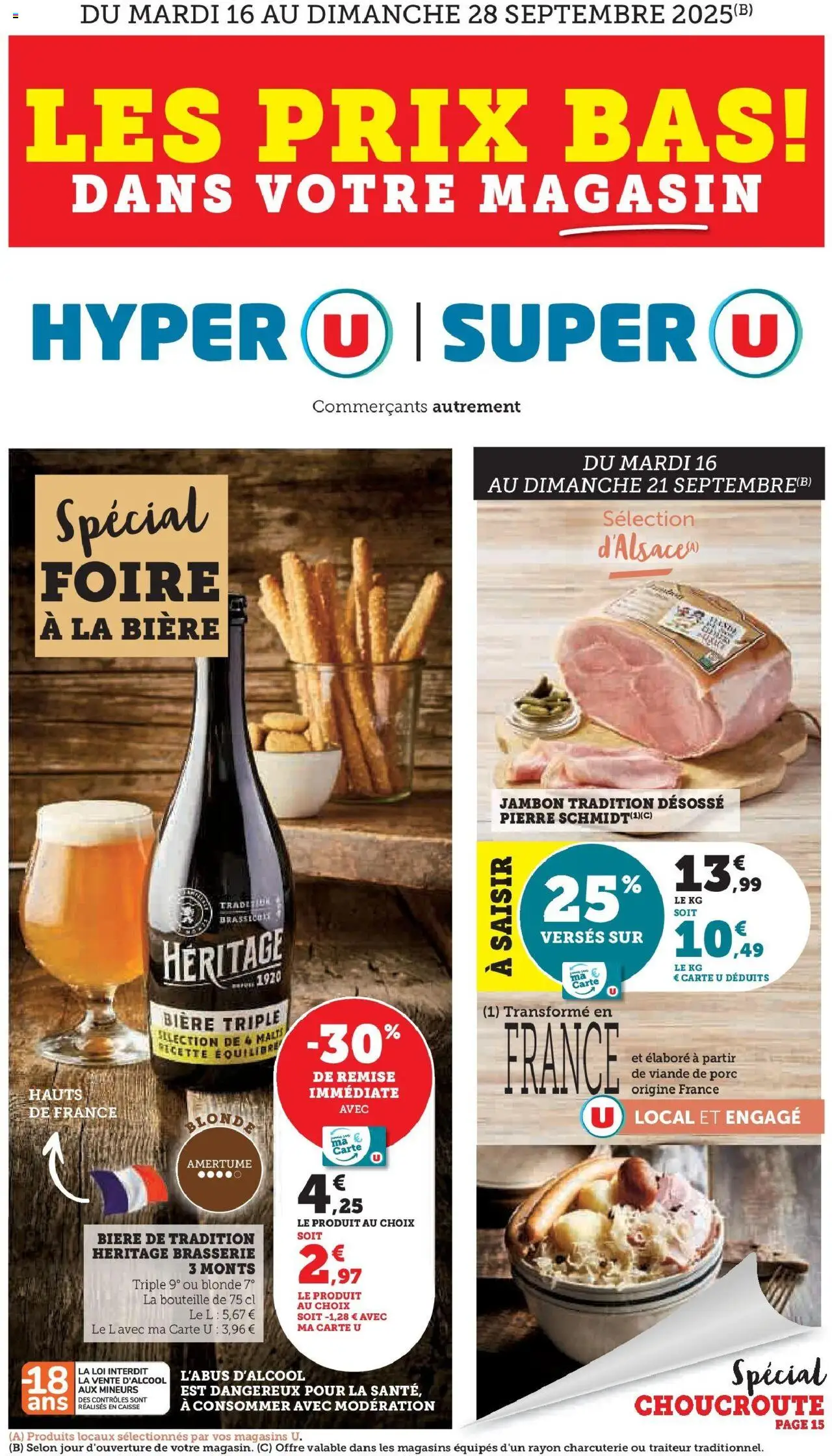 Choucroute / foire à la bière de la boutique Hyper U valable du 15/09/2025 - Page numéro 1