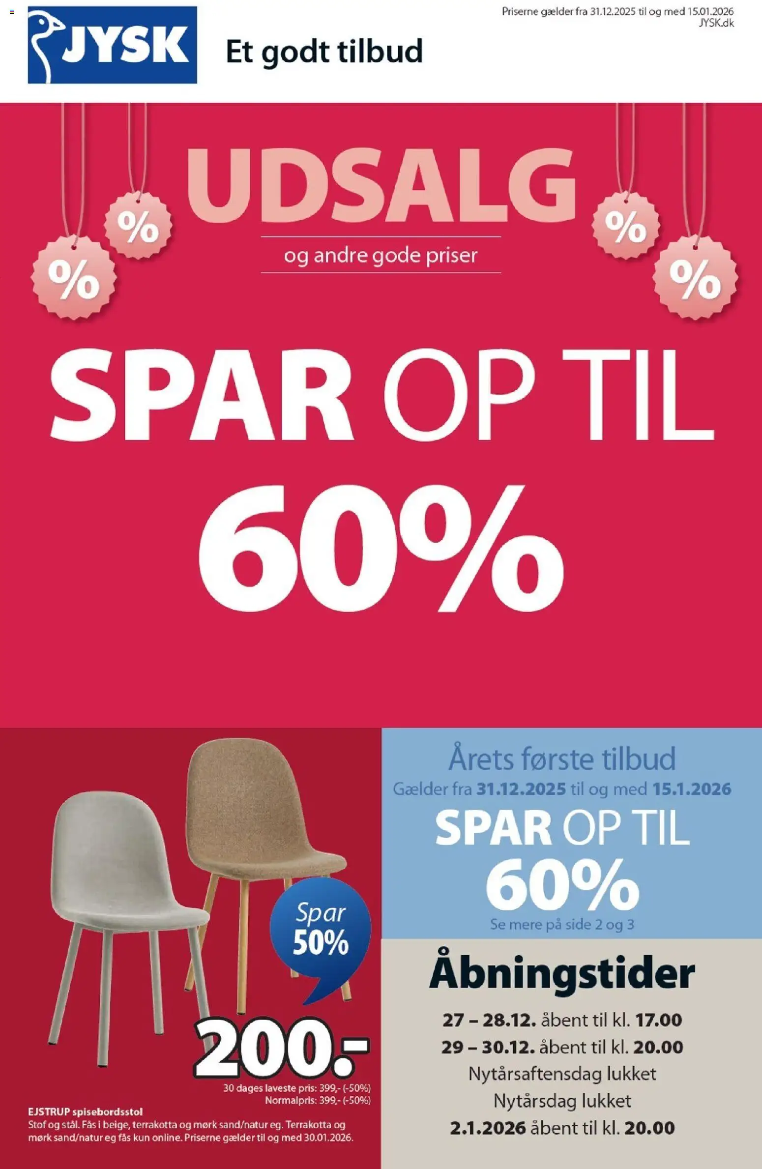 Eksempel på tilbudsavis Tilbudsavis fra butik JYSK gyldig fra 31/12/2025