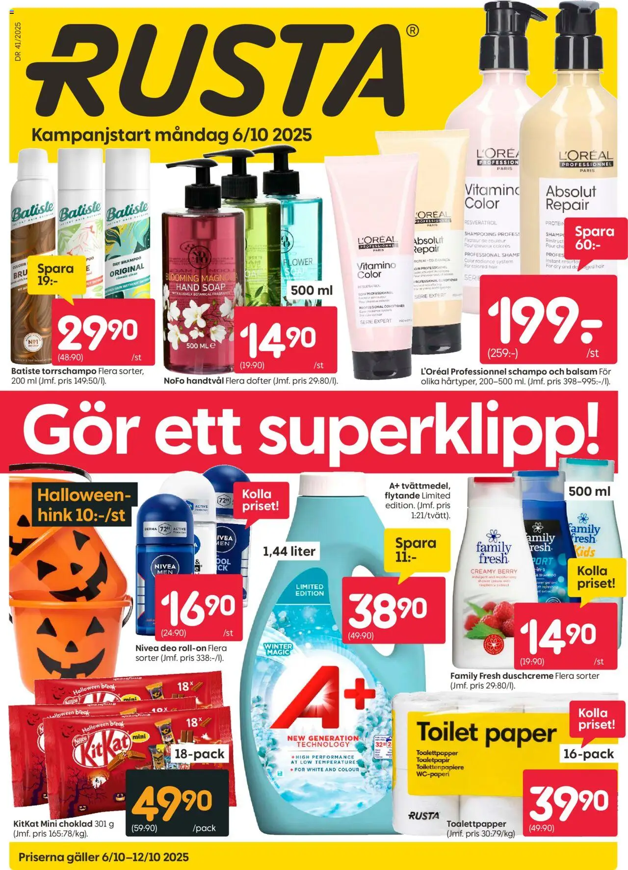 Aktuella reklamblad Rusta är giltig 06/10 2025 > Veckans Erbjudanden gäller från 06/10/2025 till 12/10/2025 sidnummer 1