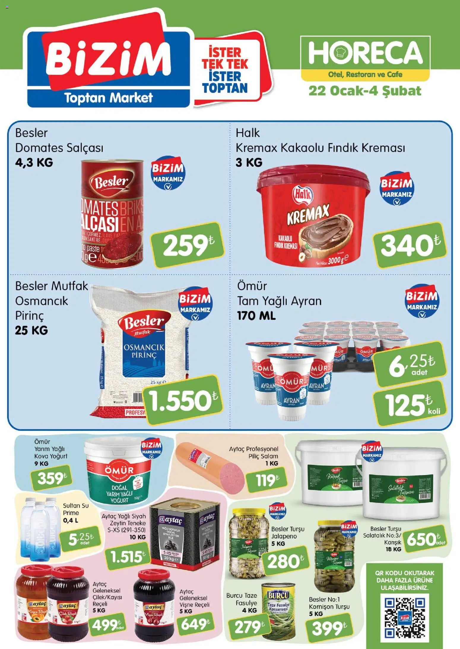 Bizim Toptan Horeca kataloğu 22.01.2026 - Broşürünün önizlemesi - Su, Fındık, Zeytin, Domates, Fasulye, Vişne, Salam, Salatalık