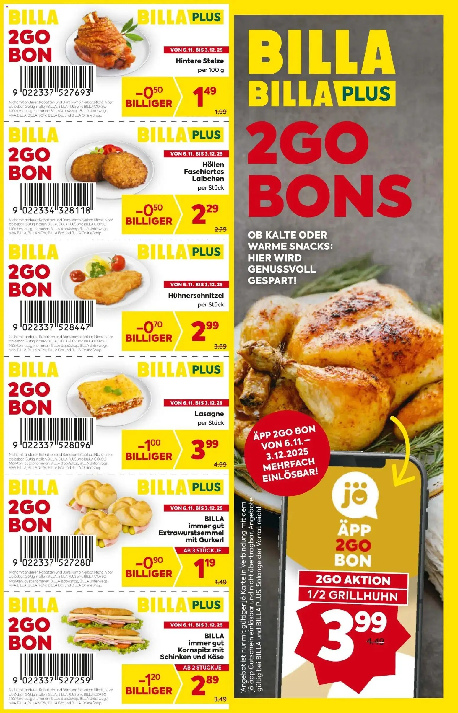 Vorschau der Angebote: Billa 2Go Bons gültig ab 06.11.2025