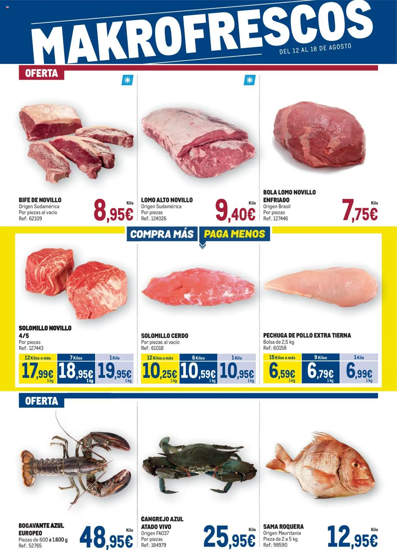 Makro Fresco > 12/08 - 18/08/2025 > Ofertas - Bolsa, Cerdo, Lomo, Pollo