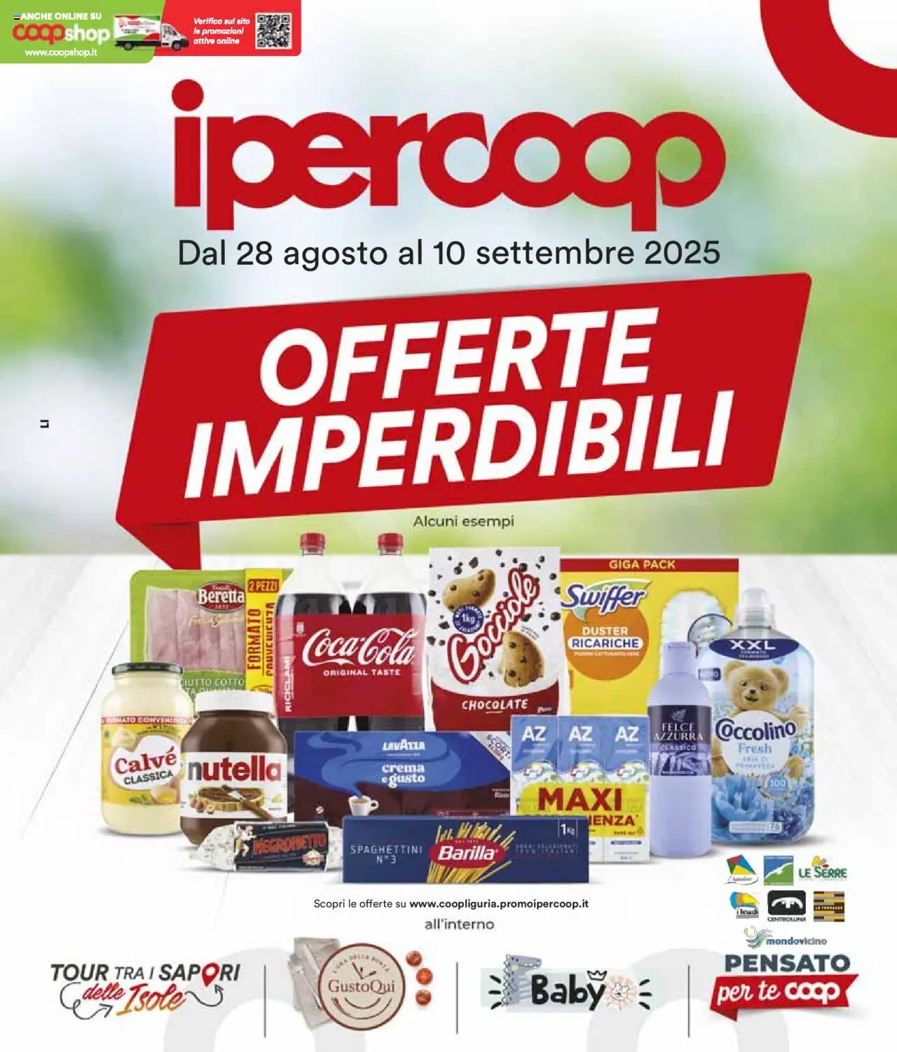 Volantino Ipercoop valido da 28/08/2025 numero di pagina 1 - Crema, Coca Cola, Nutella, Lavazza, Barilla, Tè