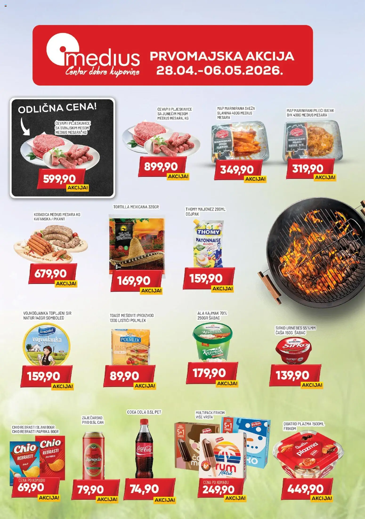 Pregled Medius kataloga - važi od 28.04.2026 - Pivo, Pljeskavice, Kajmak, Sir, Majonez, Maskara, Kobasica, Plazma