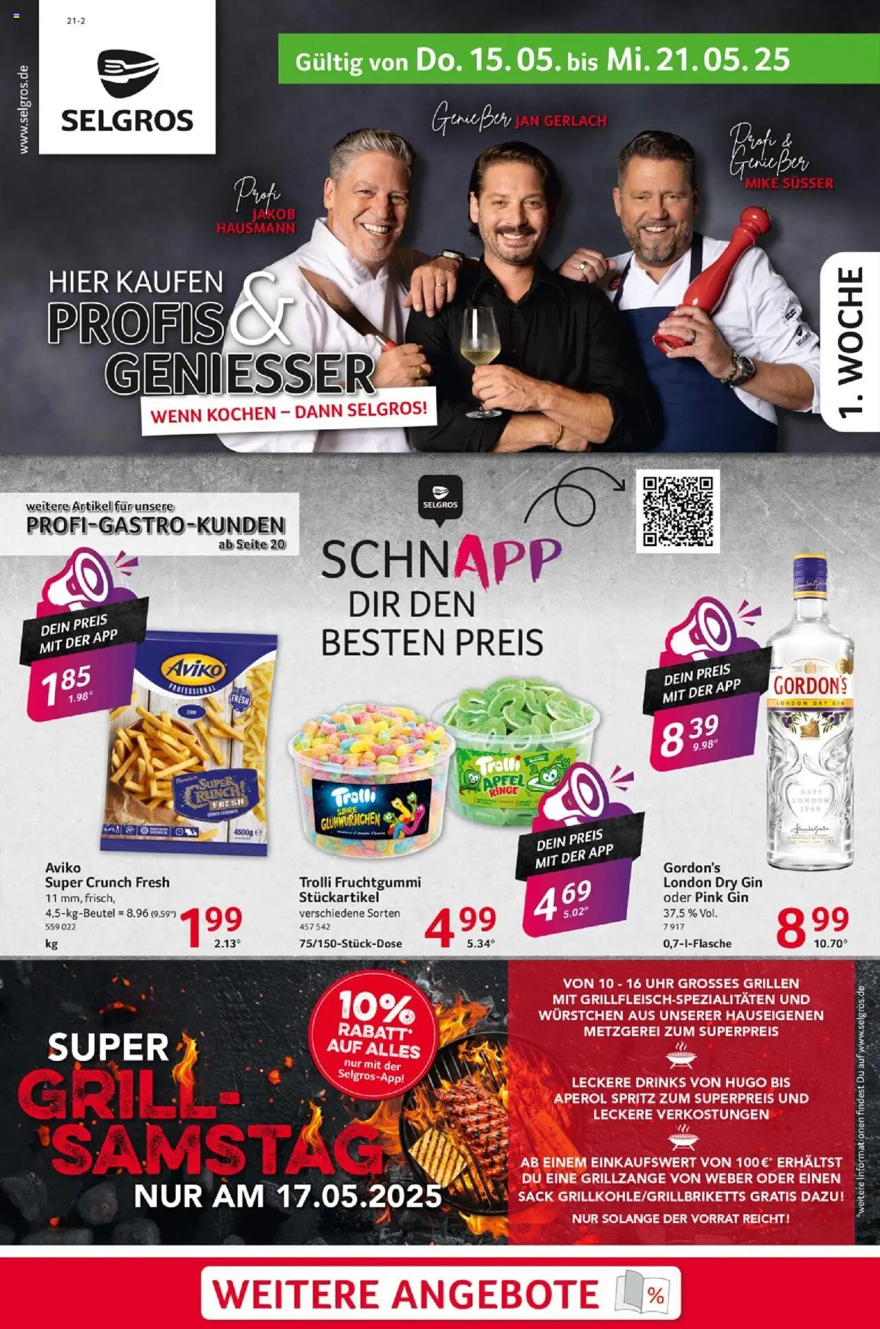 Selgros Prospekt (vom 15.05.2025 - 21.05.2025) - Uhr, Äpfel, Aperol, Grill, Gin, Hugo