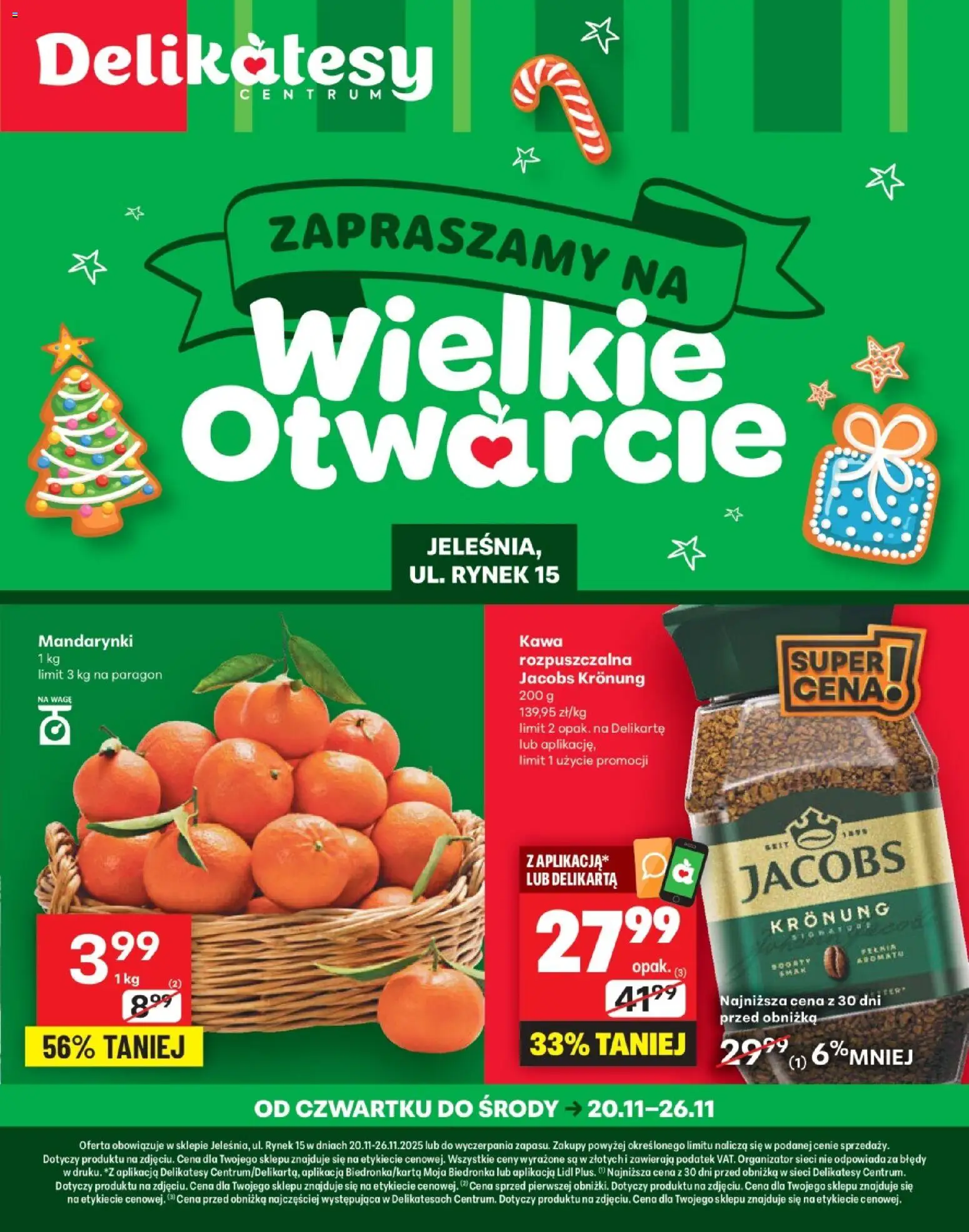 Pogląd gazetki "Jeleśnia Otwarcie" ze sklepu Delikatesy Centrum ważnej od 20.11.2025