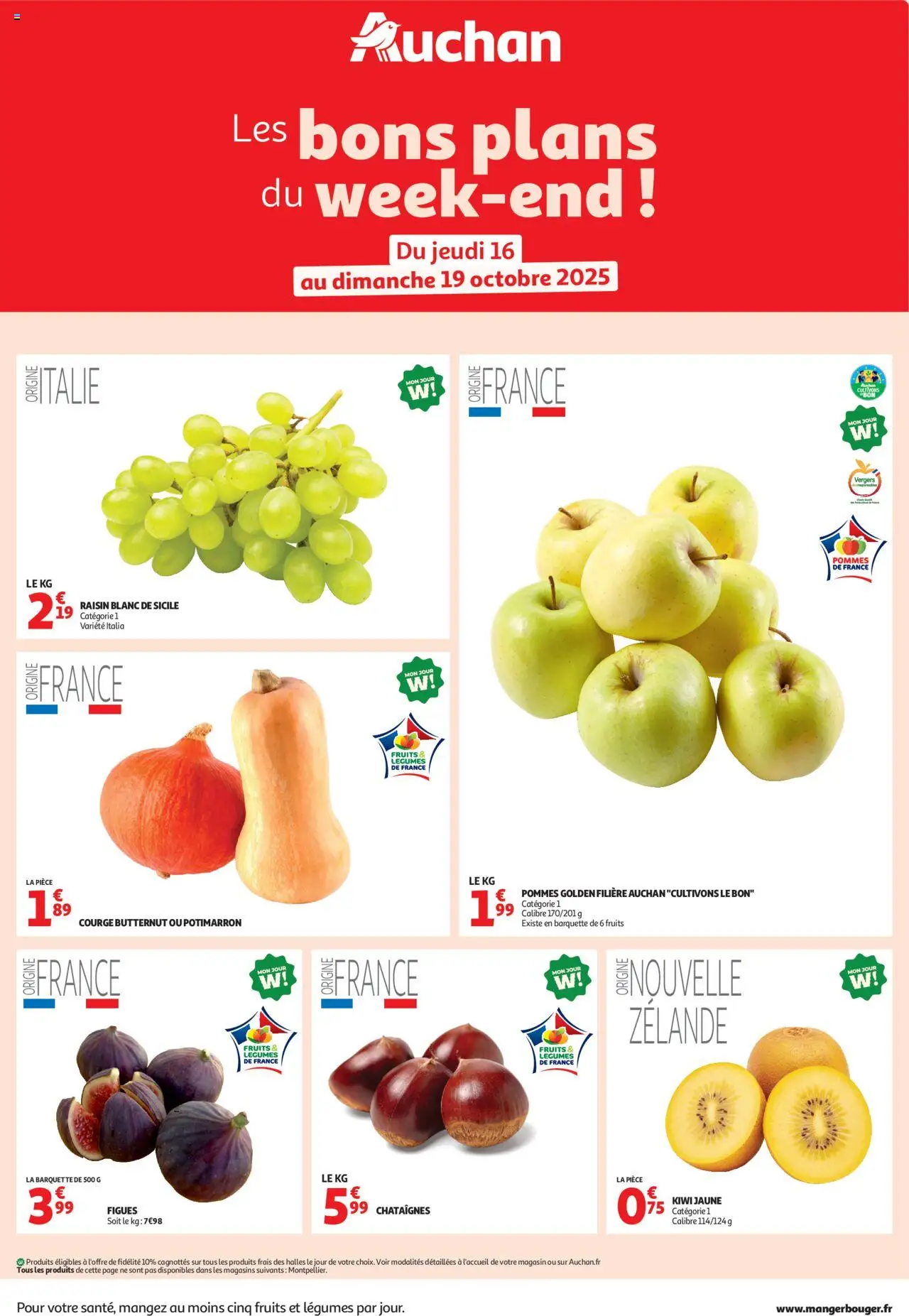 Les bons plans du week-end dans votre hyper ! de la boutique Auchan valable du 16/10/2025 - Page numéro 1
