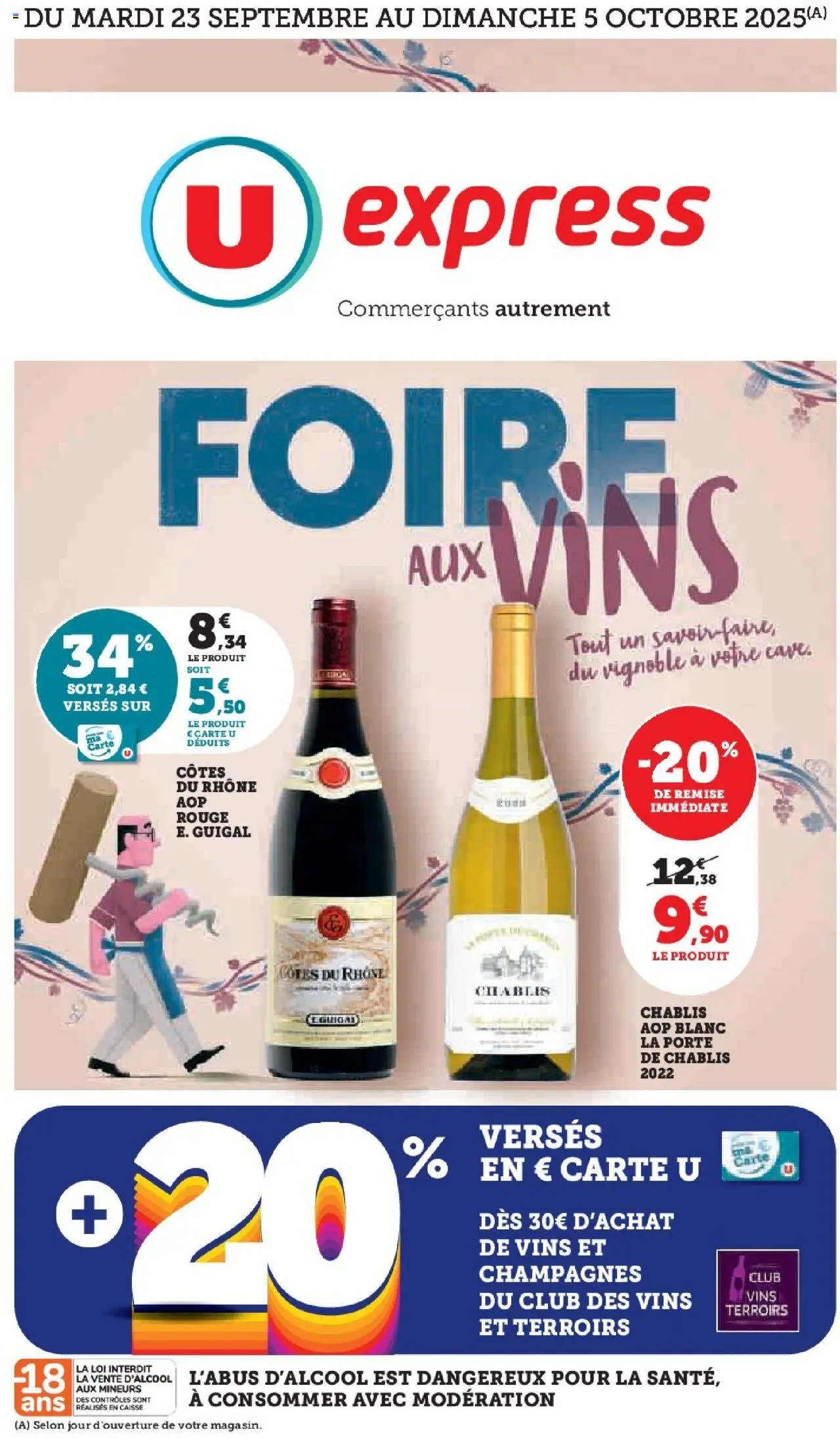 Catalogue: Foire aux vins de la boutique U Express valable du 23/09/2025 - Page numéro 1 - Porte, Chablis