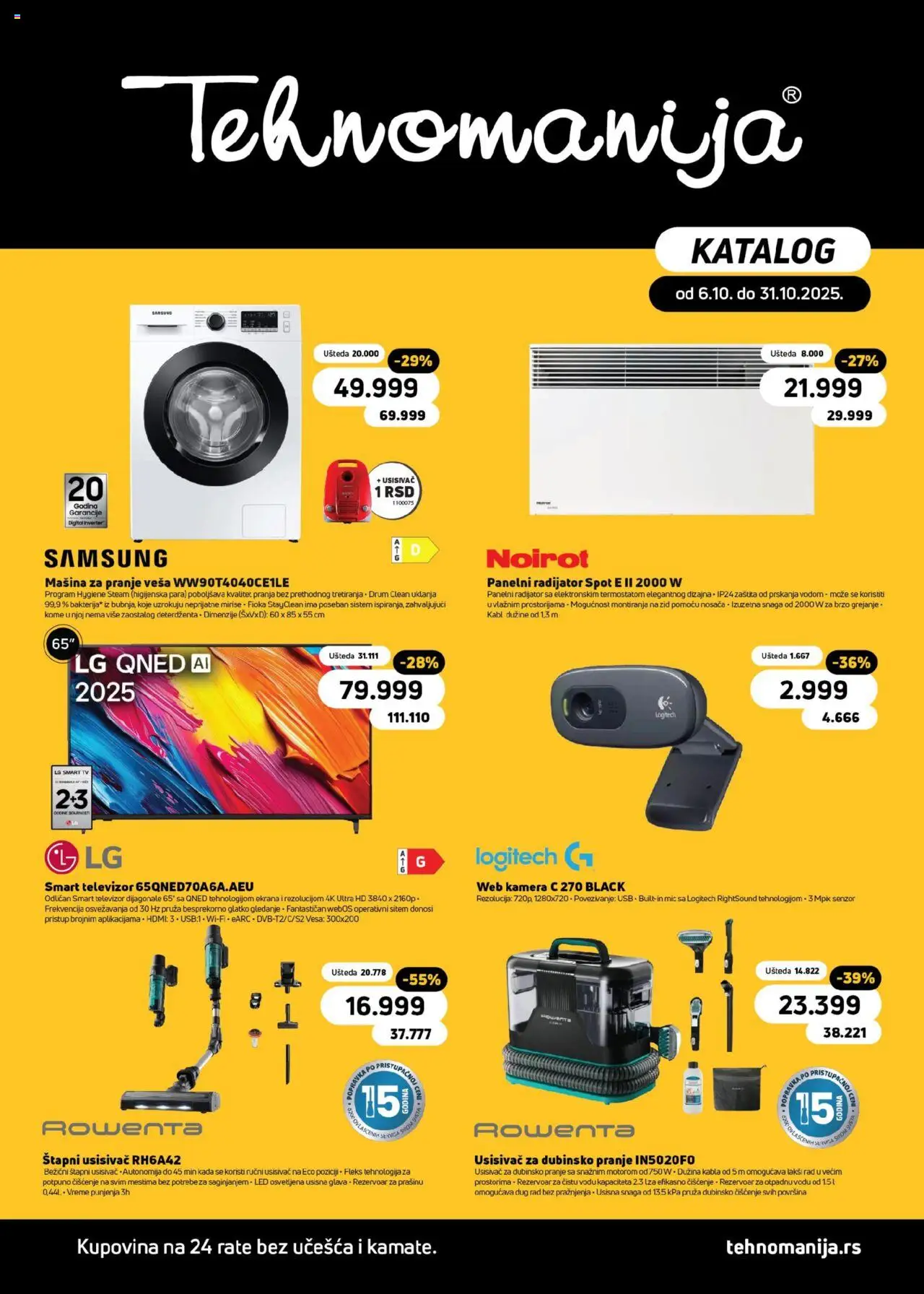 Tehnomanija katalog važi od 06.10.2025 - stranica 1 - Štapni usisivač, Usisivač, Televizor, Mašina za pranje veša, USB, Led, Radijator, Kabl