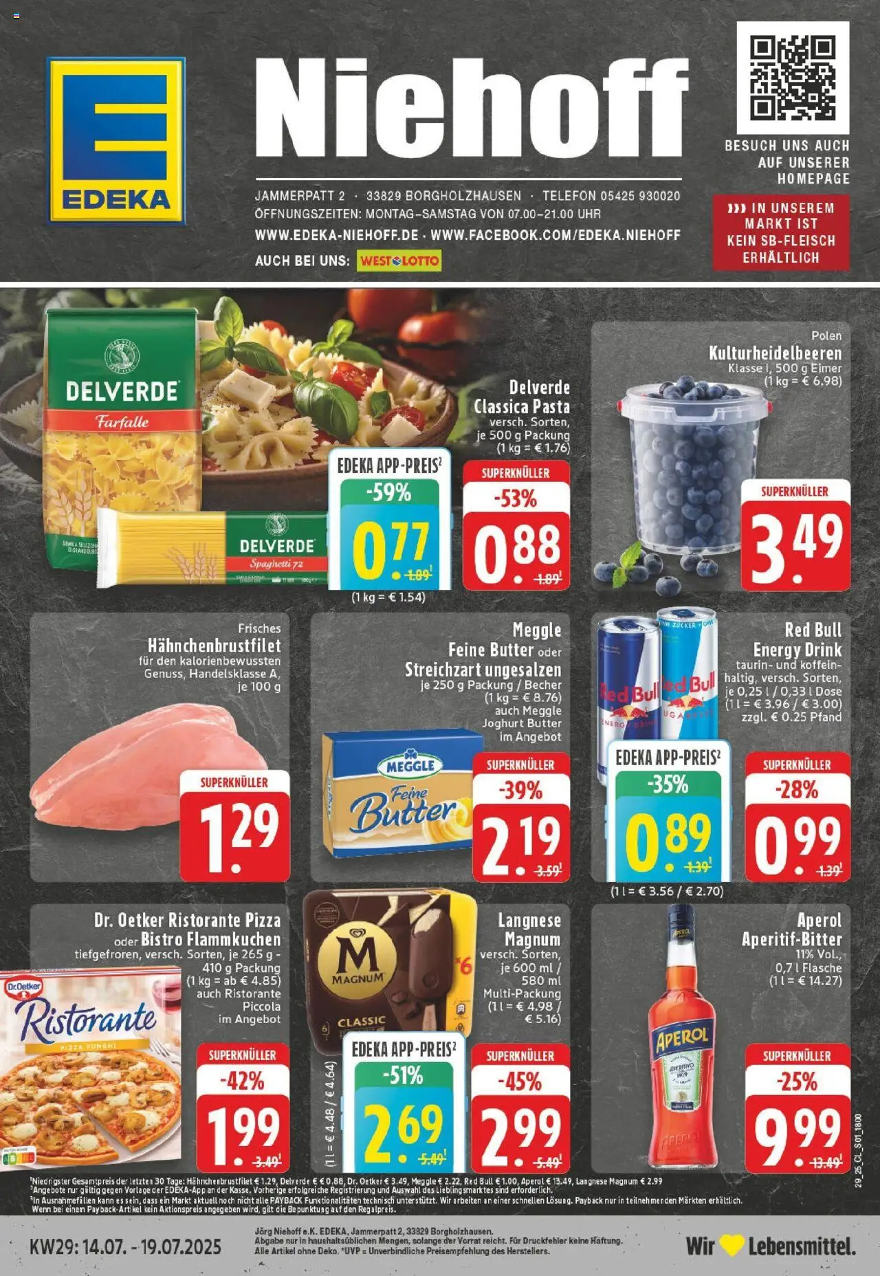 EDEKA Prospekt ab 13.07.2025 - Prospekt Borgholzhausen Online - Uhr, Telefon, Butter, Red bull, Joghurt, Zucker, Ristorante, Energy