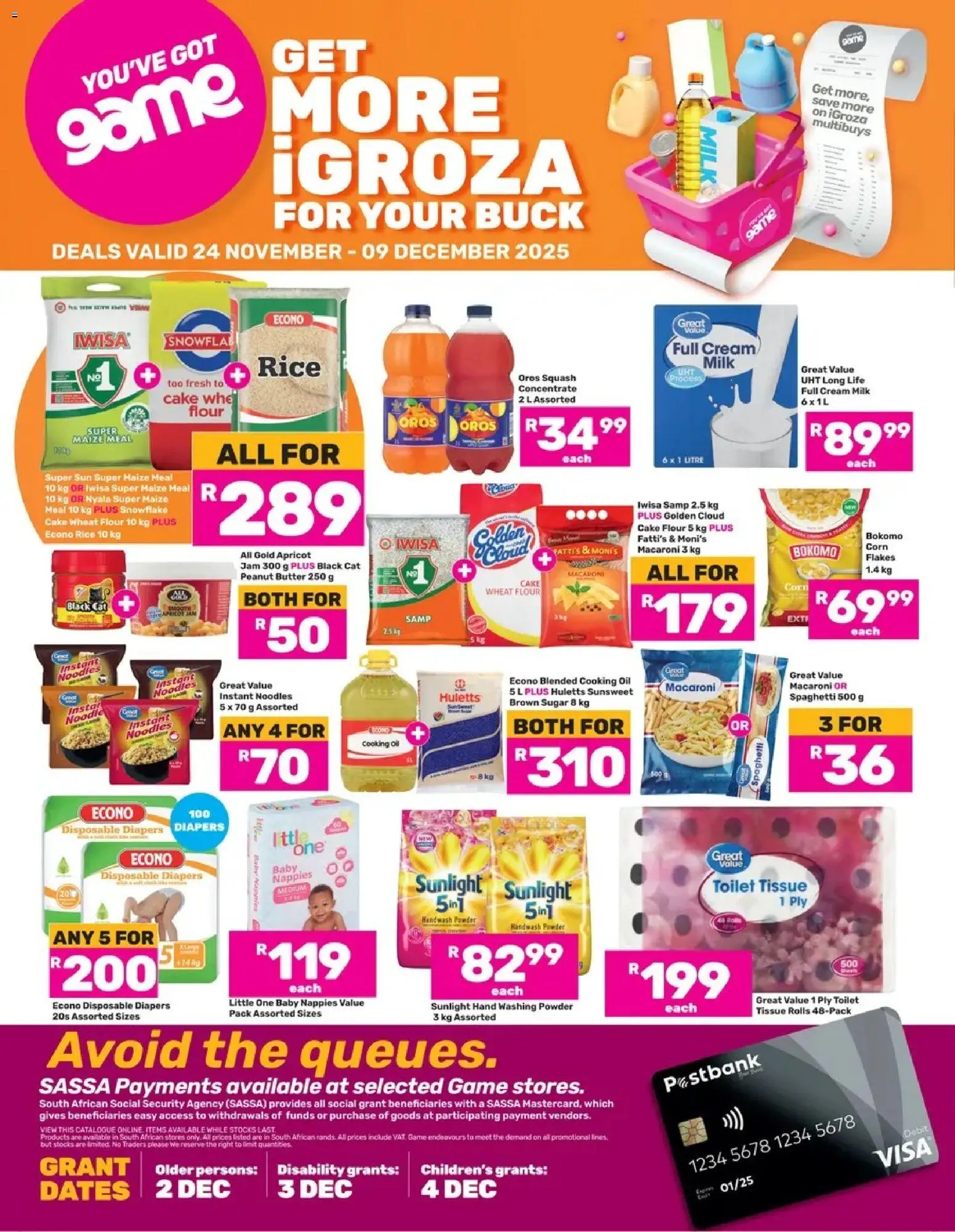 Preview of Game Get More iGroza For Your Buck valid 24/11/2025 - Game, Rice, Jam, Sugar, Milk, Flakes, Washing powder, Butter 250 g