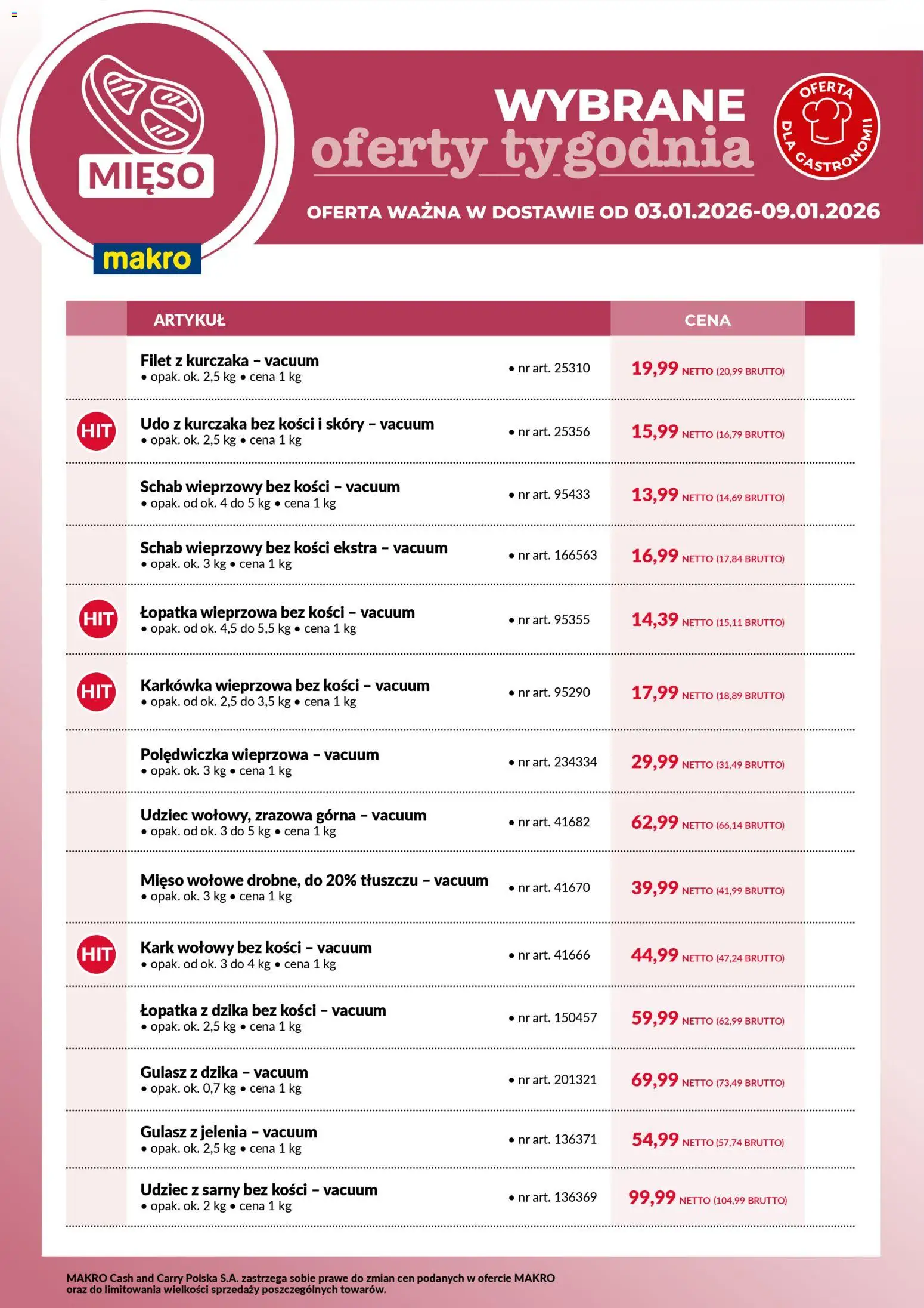 Pogląd gazetki "Wybrane oferty tygodnia w dostawie" ze sklepu Makro ważnej od 03.01.2026