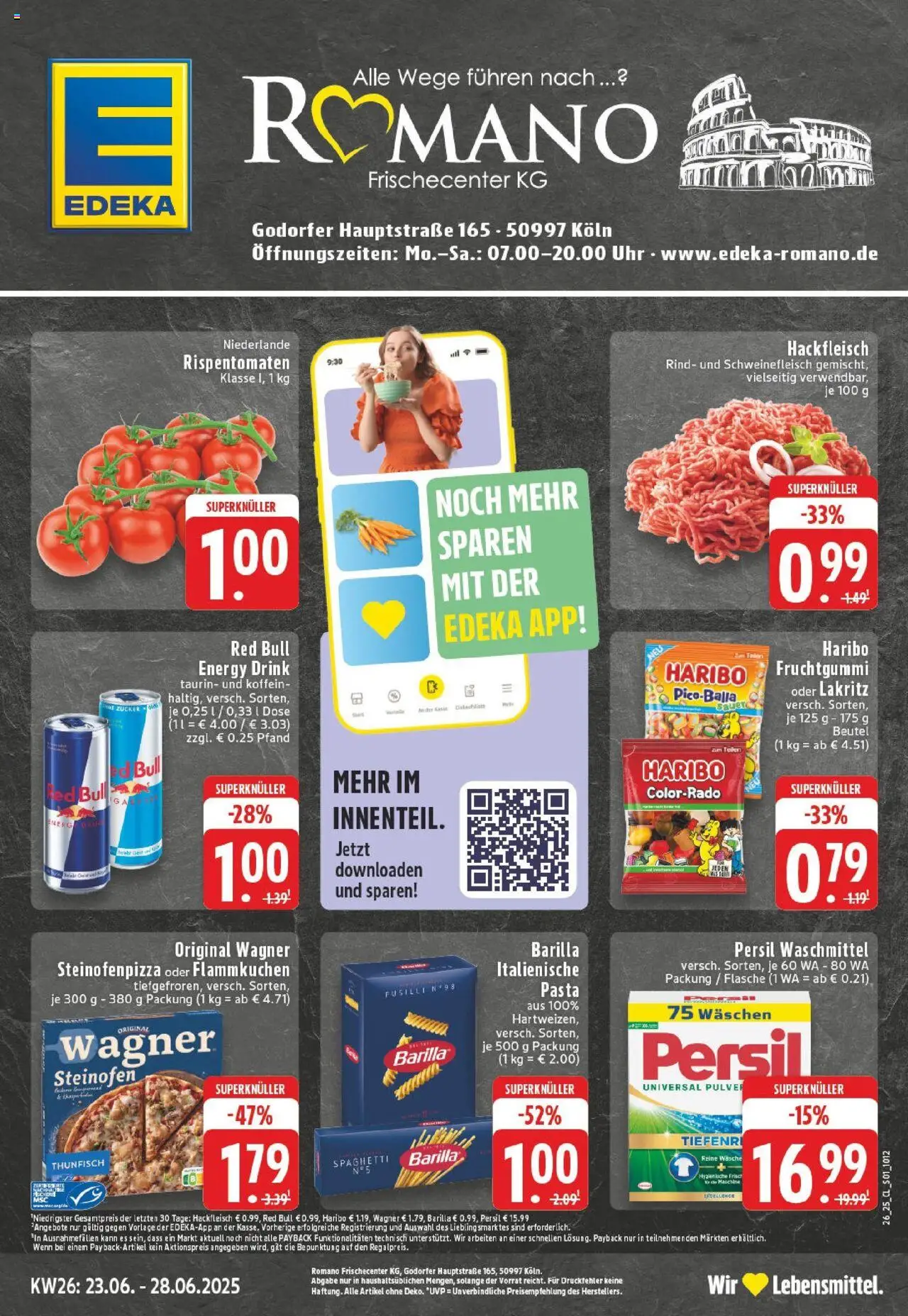 EDEKA Prospekt ab 22.06.2025 - Prospekt Köln-Godorf Online - Red bull, Pasta, Haribo, Spaghetti, Hackfleisch, Energy, Barilla, Persil