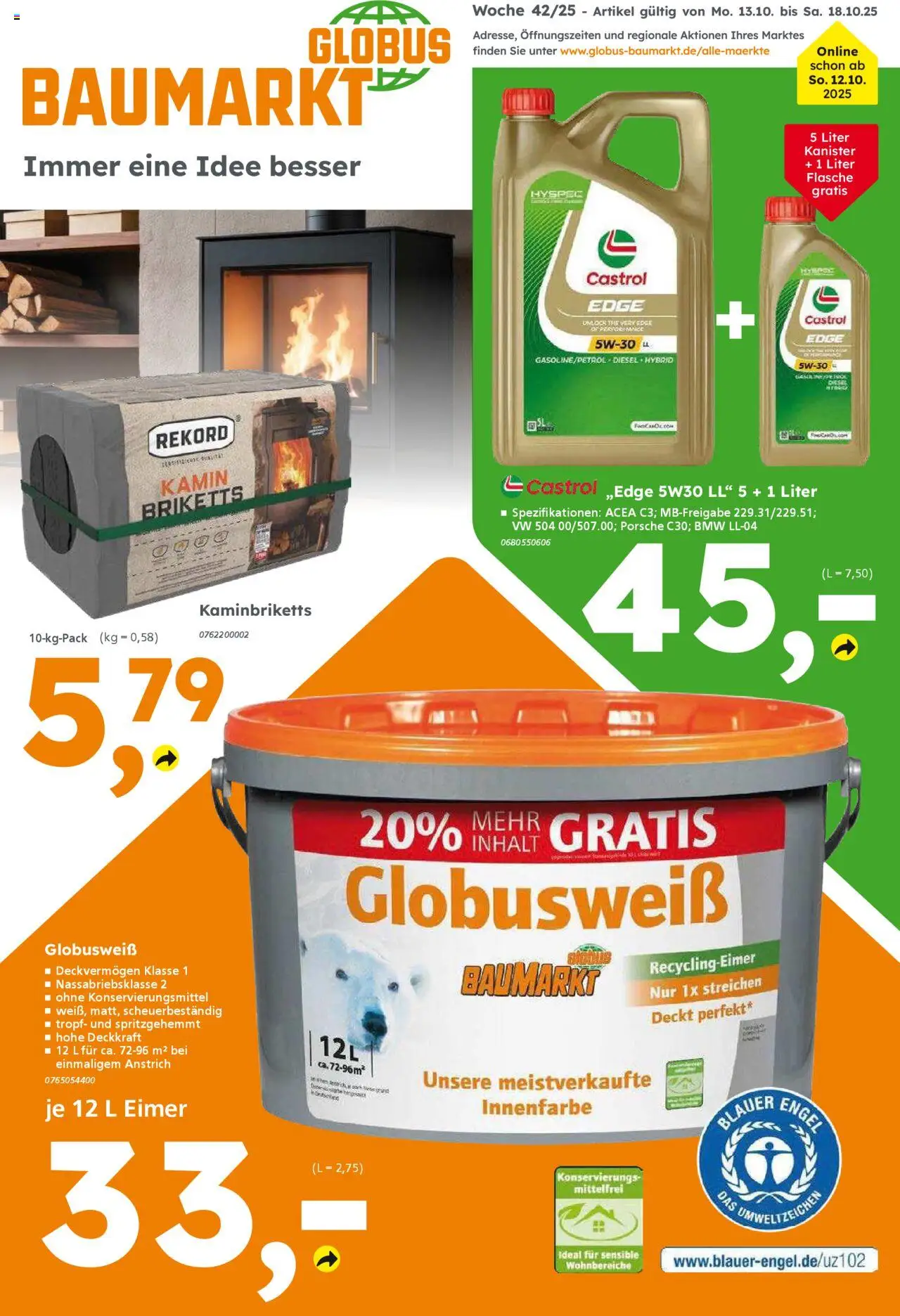 Vorschau von dem Prospekt des Geschäftes Globus Baumarkt, gültig ab dem 13.10.2025 - Kamin