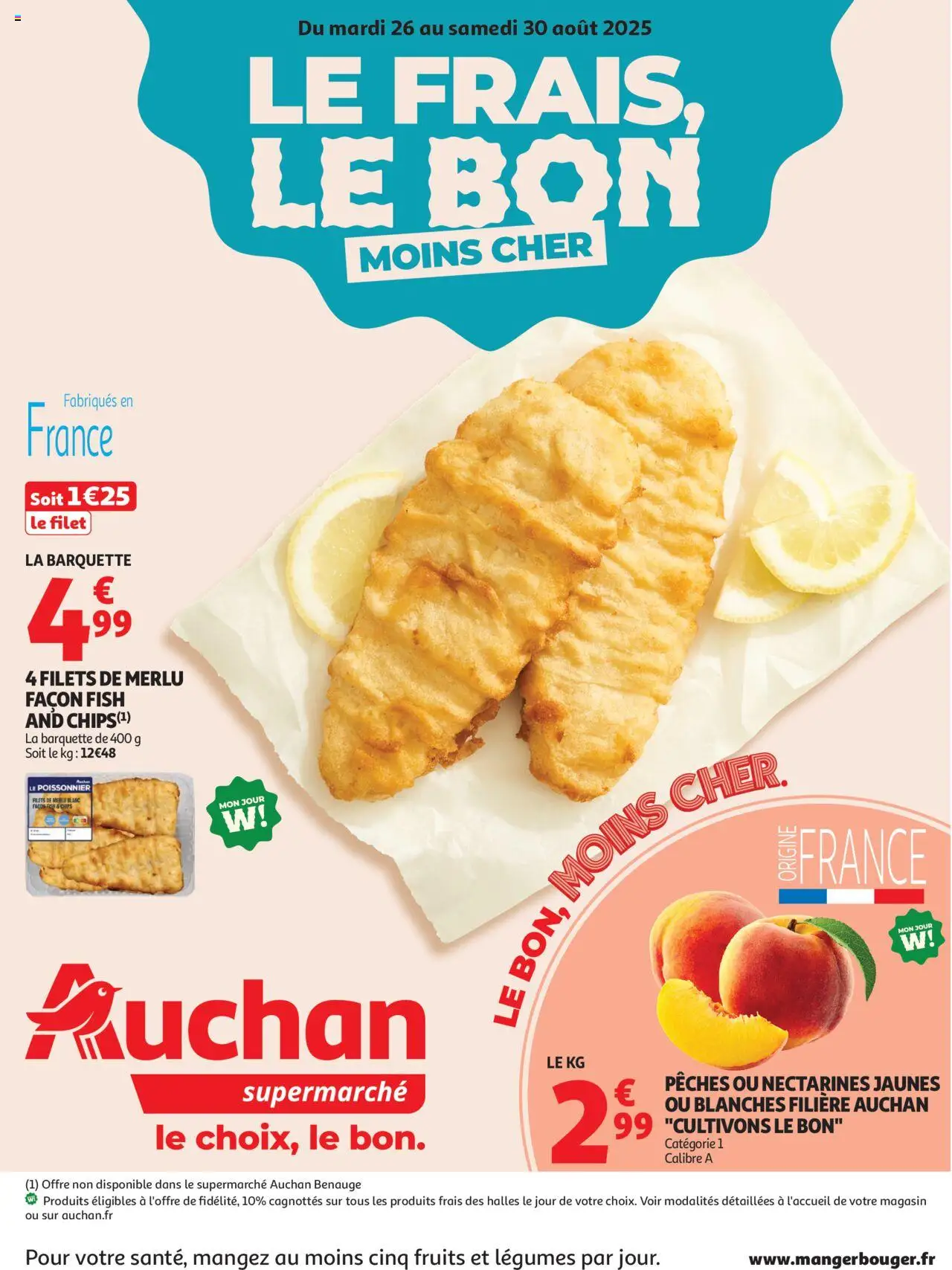 Prospectus le frais, le bon moins cher de la boutique Auchan valable du 26/08/2025 - Page numéro 1