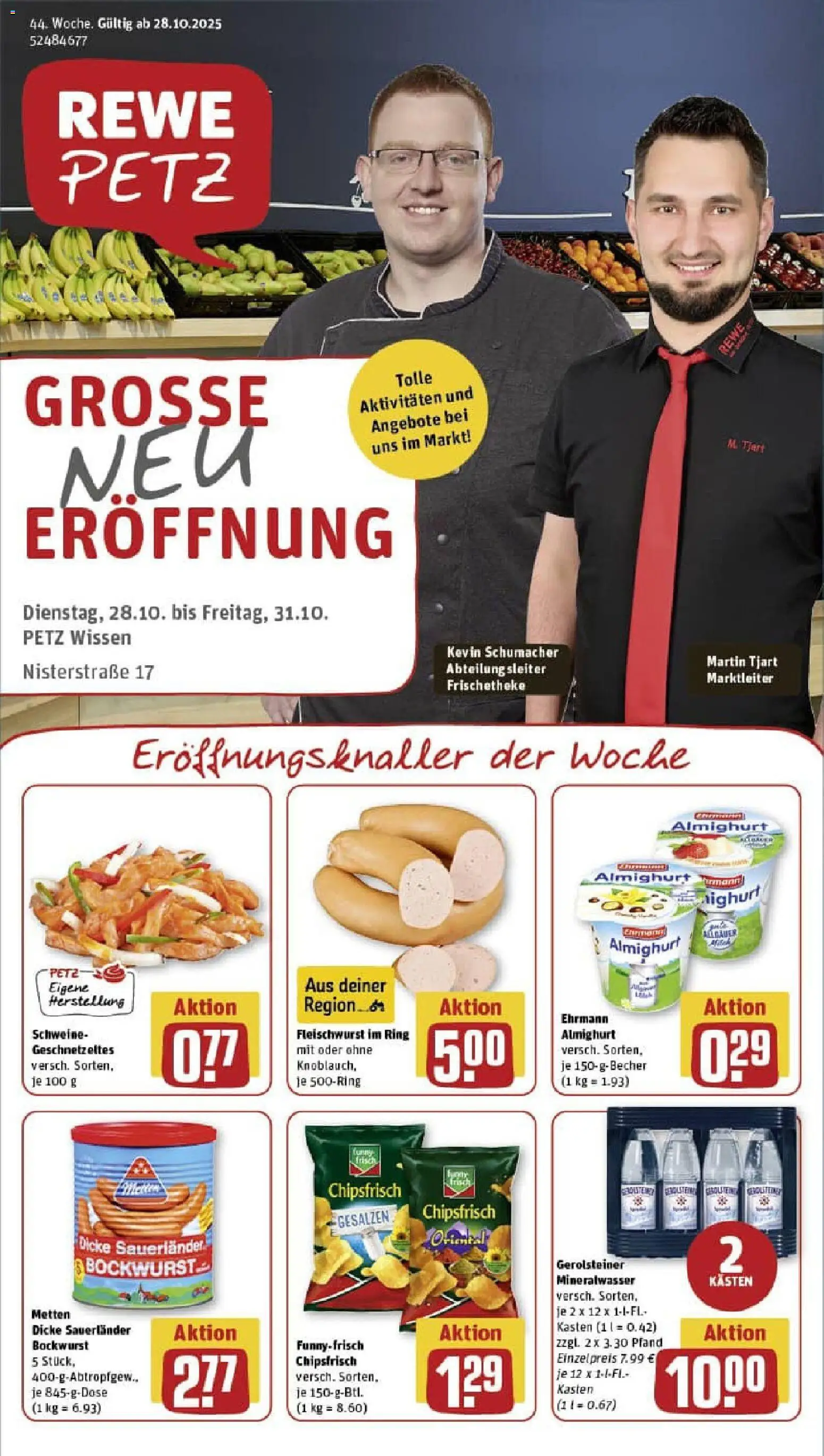 Vorschau von dem Prospekt des Geschäftes Rewe, gültig ab dem 26.10.2025 - Chips, Mineralwasser, Gerolsteiner, Bockwurst, Ehrmann almighurt, Dicke sauerlander bockwurst