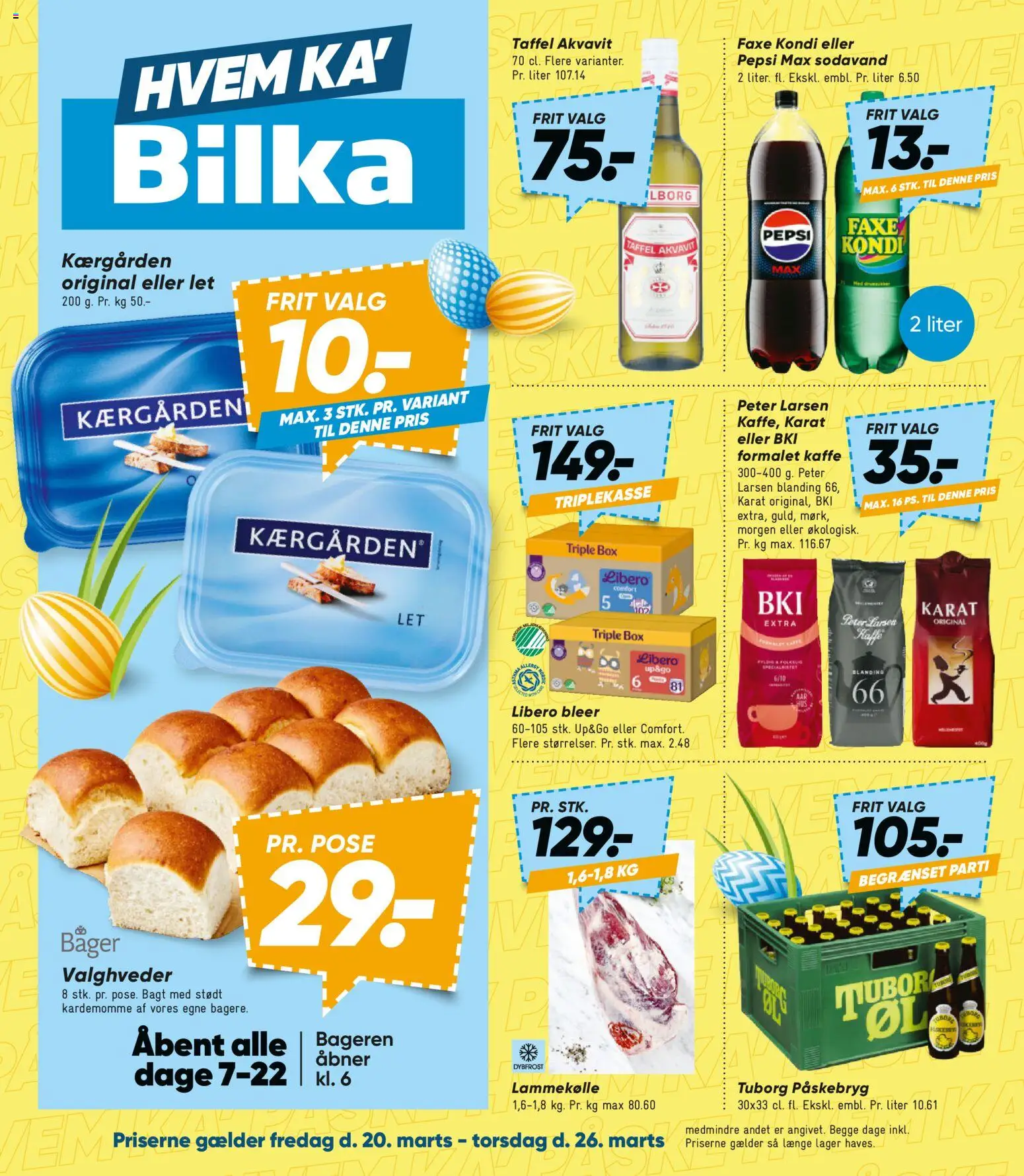 Eksempel på tilbudsavis Bilka - Tilbudsavis uge 12 fra butik Bilka gyldig fra 20/03/2026 - Kaffe, Faxe Kondi, Sodavand, Lammekølle, Pepsi Max, Kardemomme, Pepsi