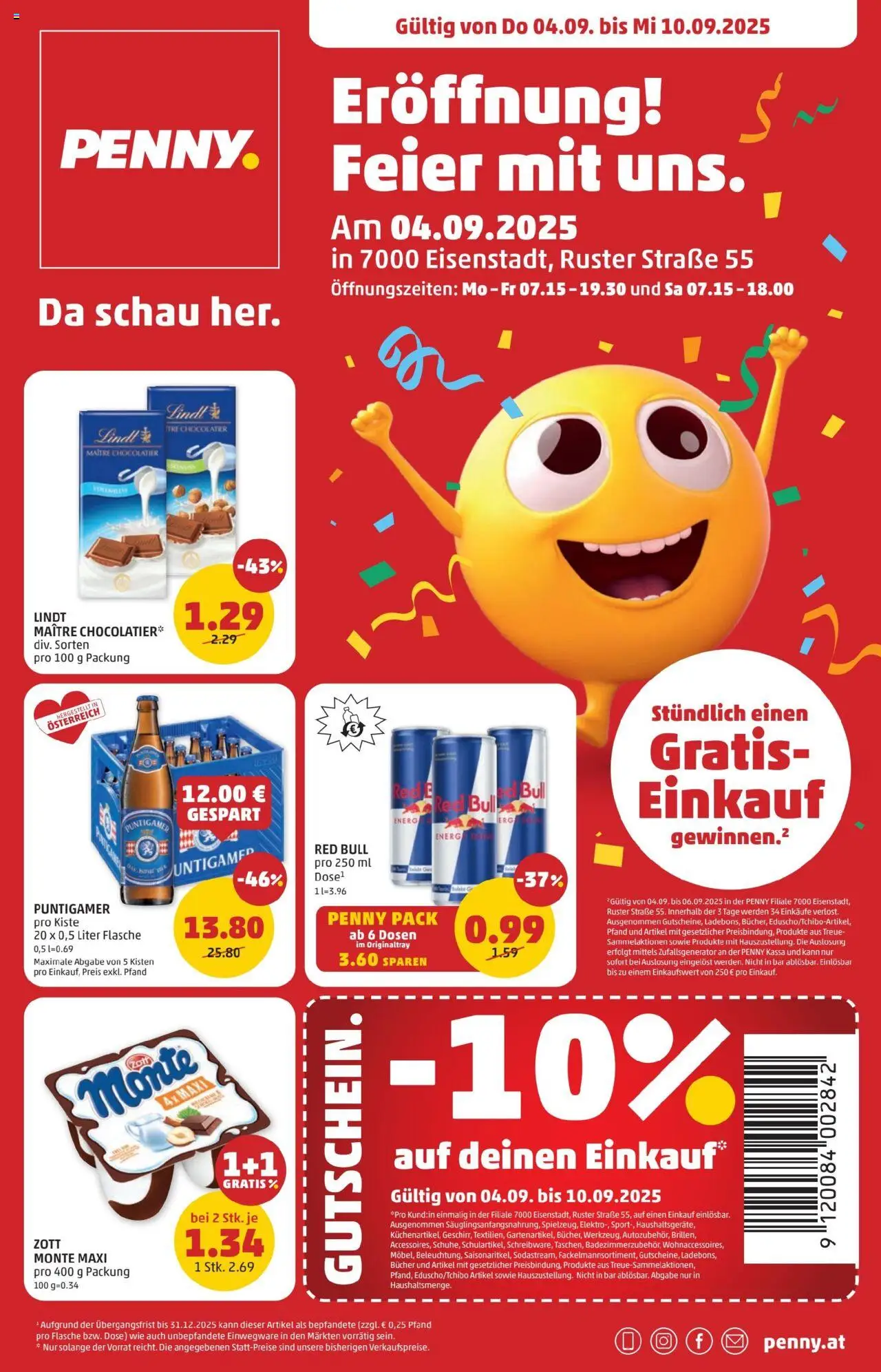  PENNY Flugblatt 04.09.2025 - Angebote "Eröffnung in 7000 Eisenstadt" - Seite 1
