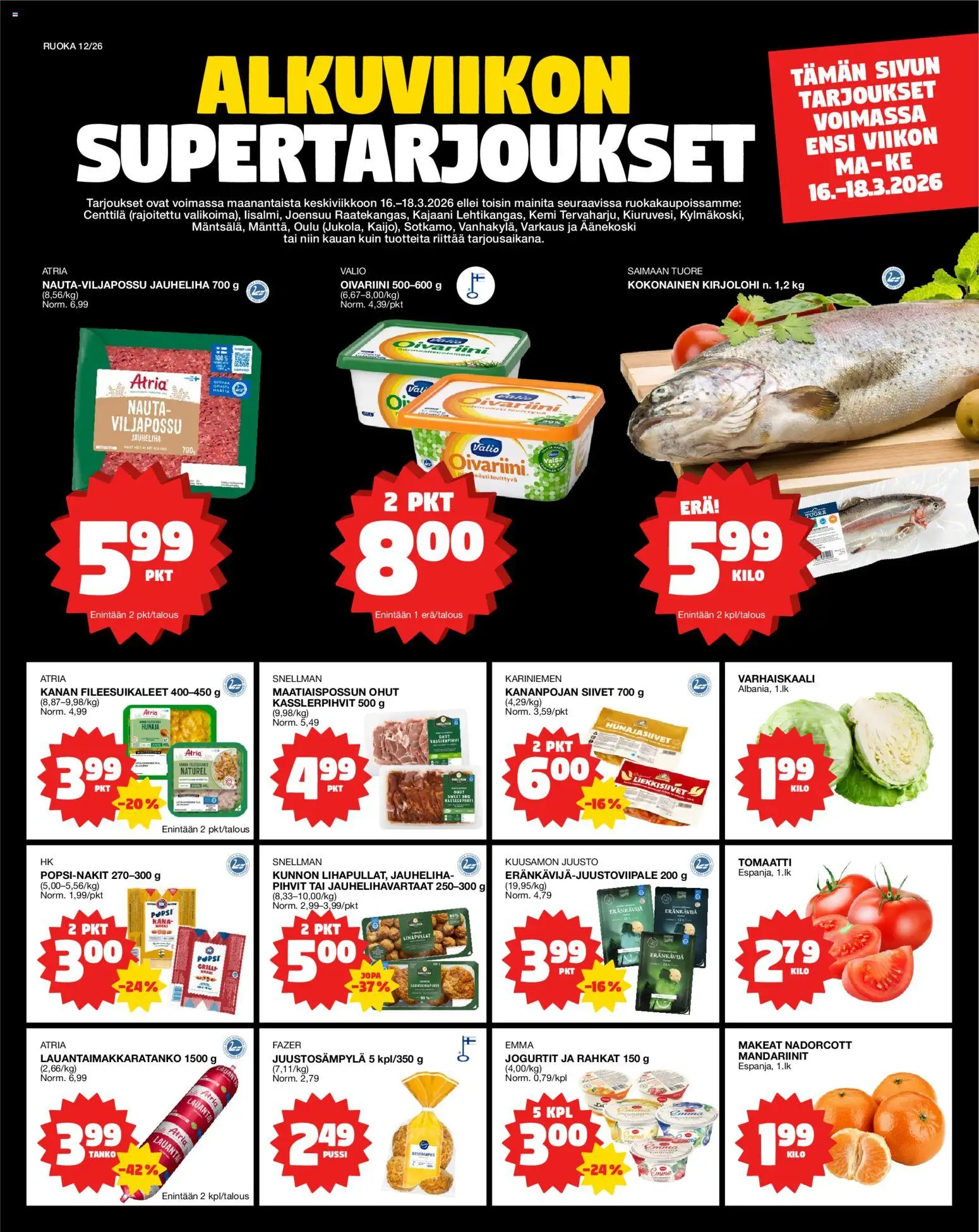 Kaupan Tokmanni Tokmanni ruokatarjoukset esikatselu, voimassa 16/03/2026