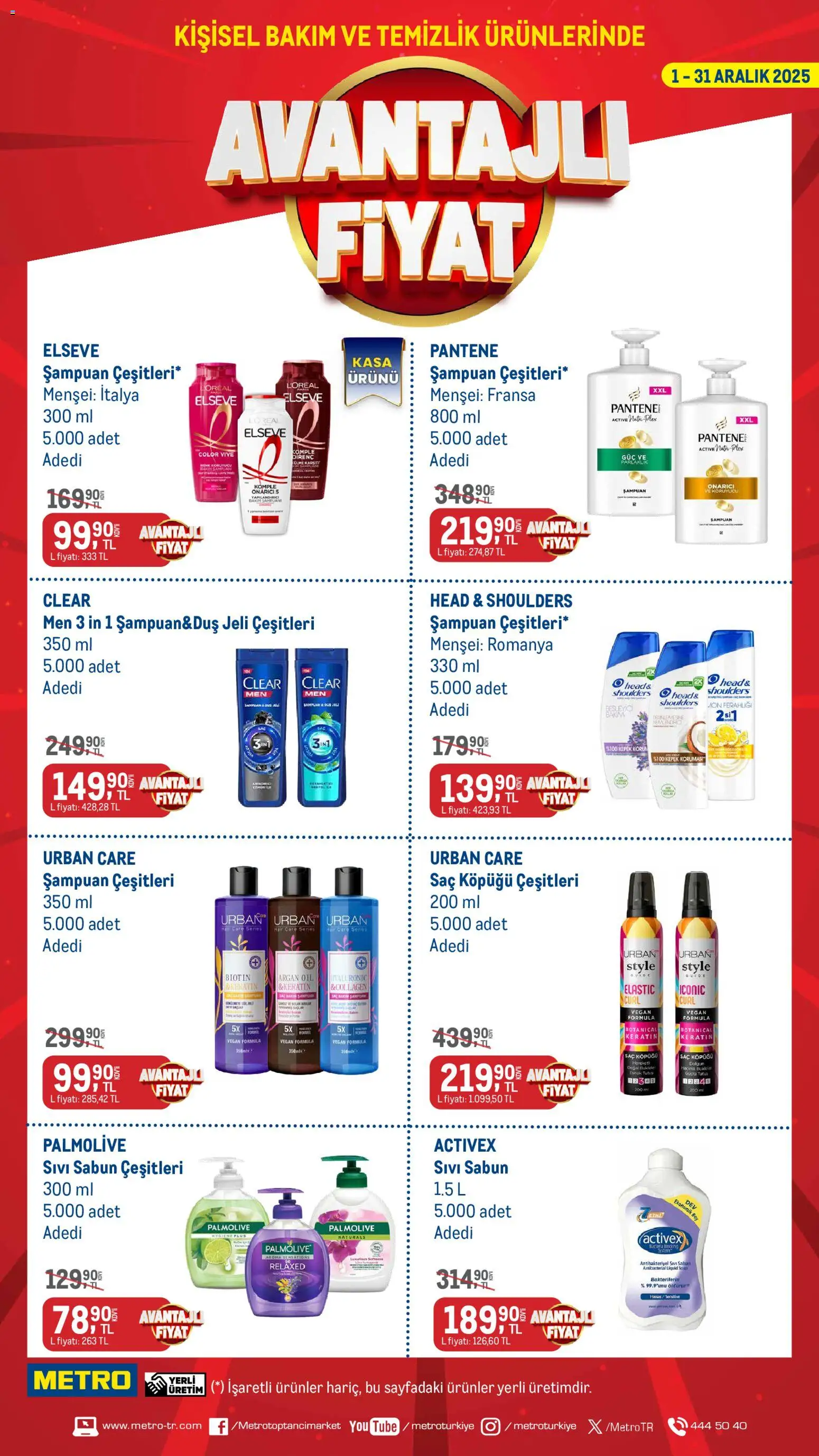 Metro Kişisel Bakım ve Temizlik Ürünleri 01.12.2025 - Broşürünün önizlemesi