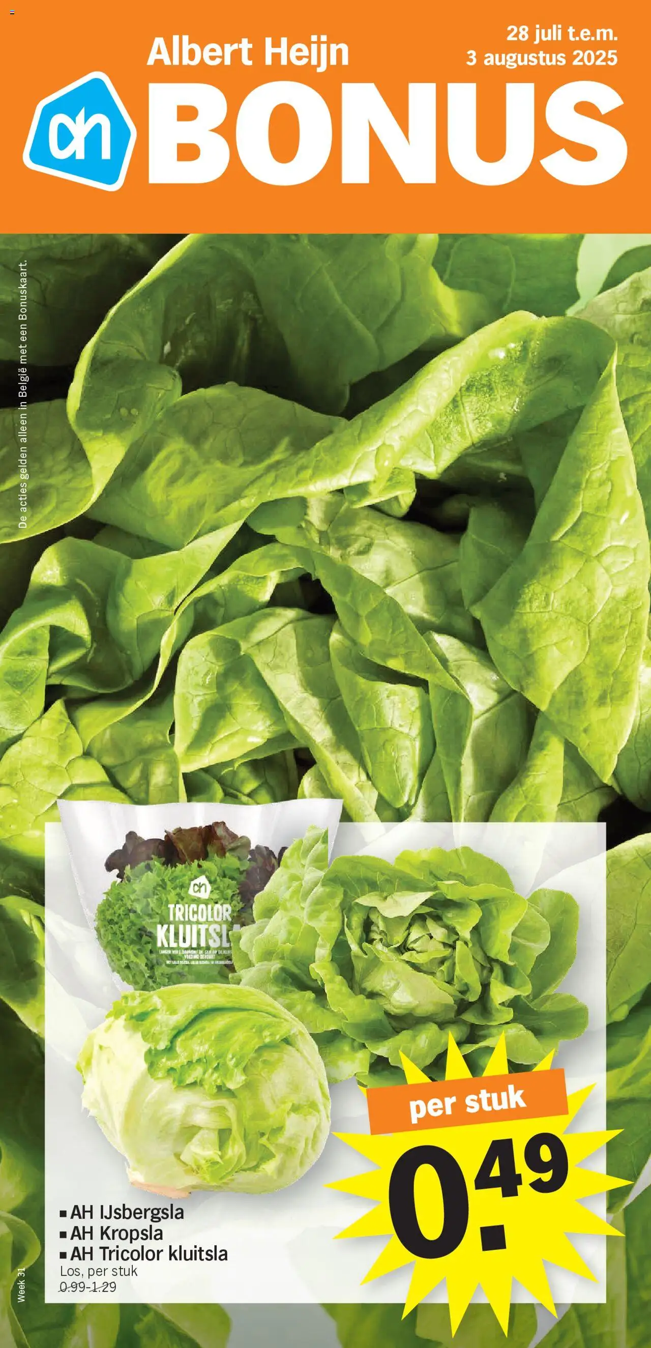 Albert Heijn shop Folder week / de la semaine 31 geldig vanaf 28/07/2025 - Paginanummer 1
