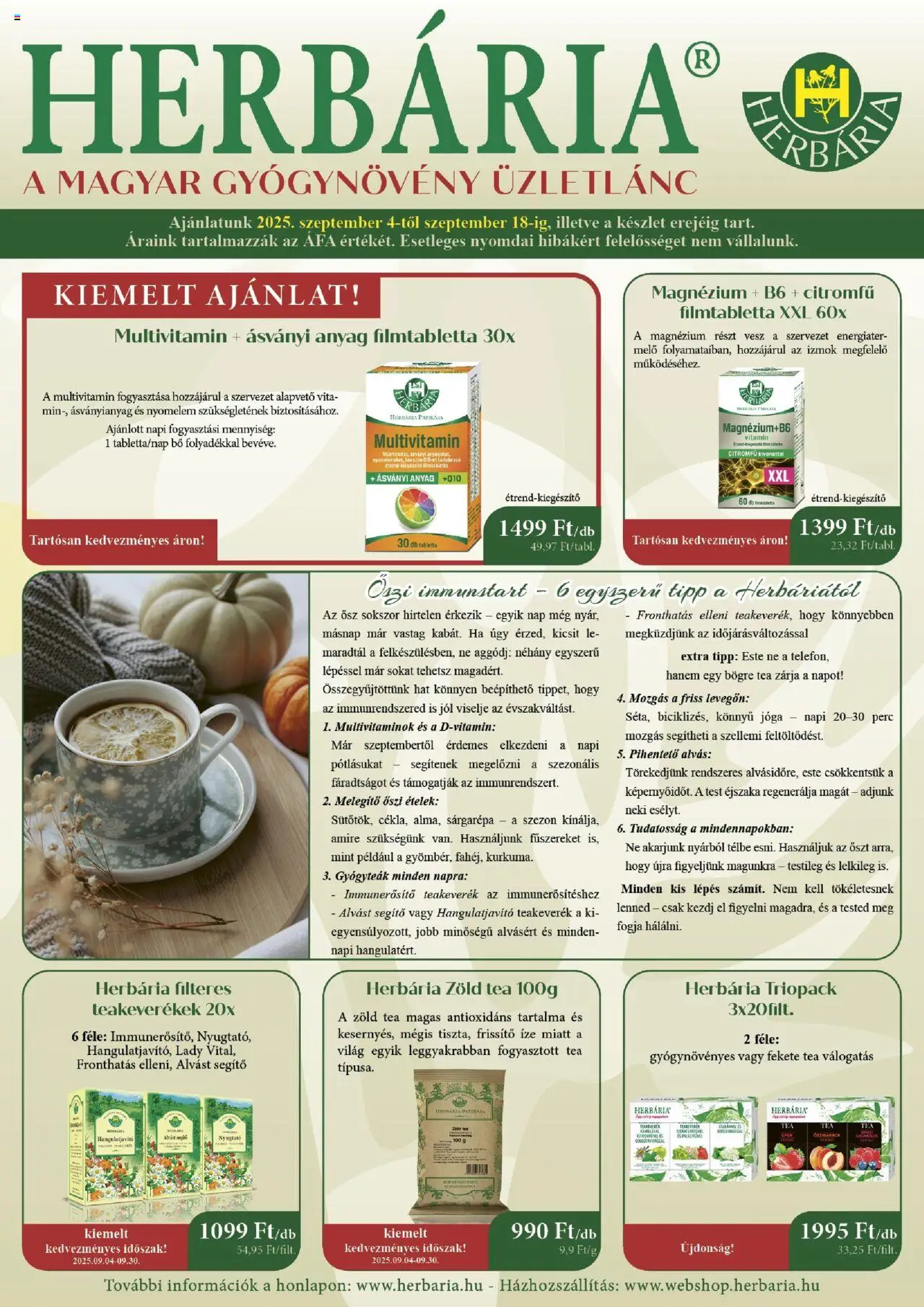 Herbária aktuális szórólap, érvényes 2025.09.04.-től - 1 oldal