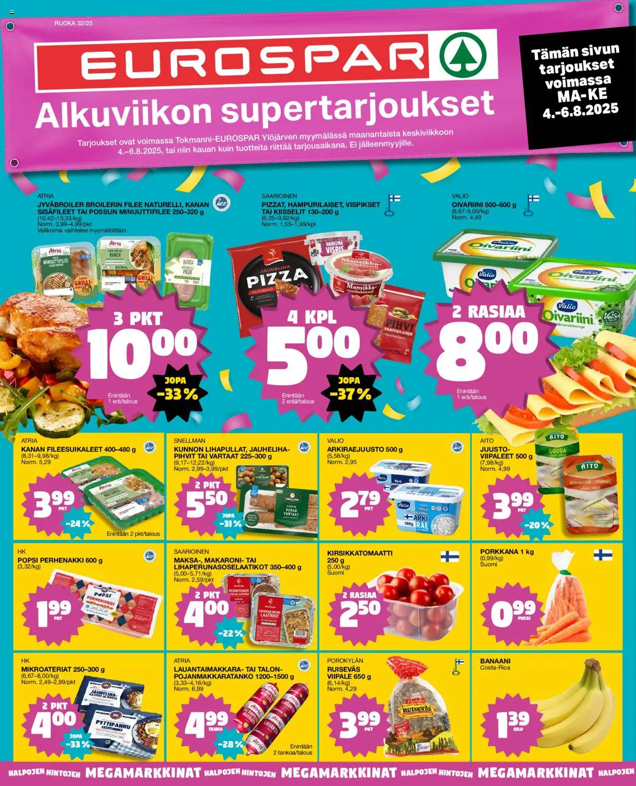 Tokmanni-kaupan EUROSPAR Ylöjärvi Ruokasanomat voimassa 04/08/2025 - Sivulla 1