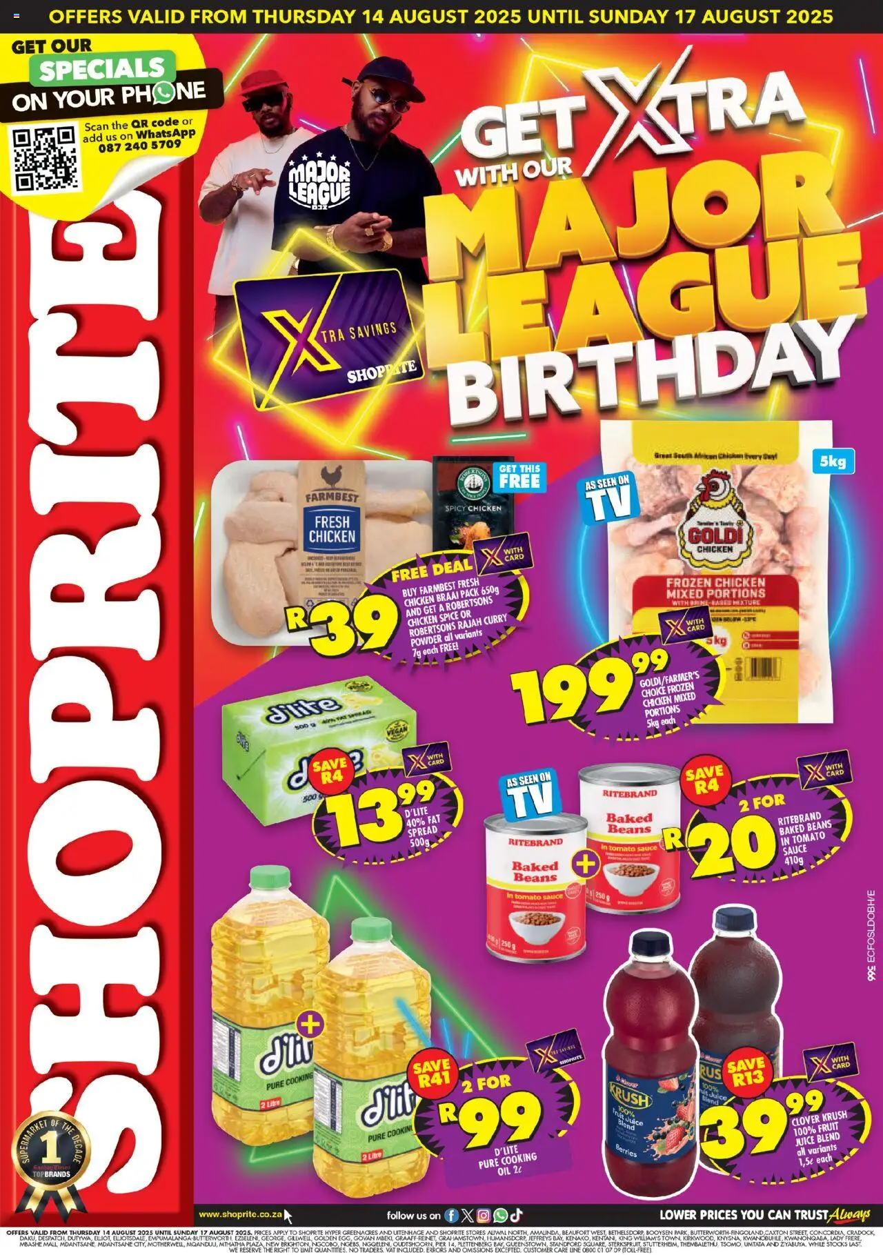 Shoprite Eastern Cape - Major League Deals 14/08 - 17/08/2025 >> Catalogue