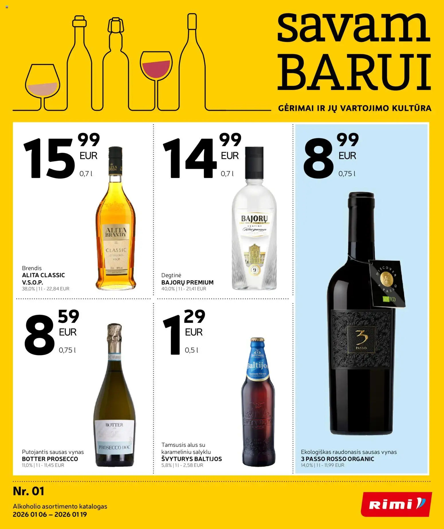 Rimi parduotuvės leidinio Leidinys - Alkoholinių gėrimų galiojančio nuo 2026.01.06 peržiūra