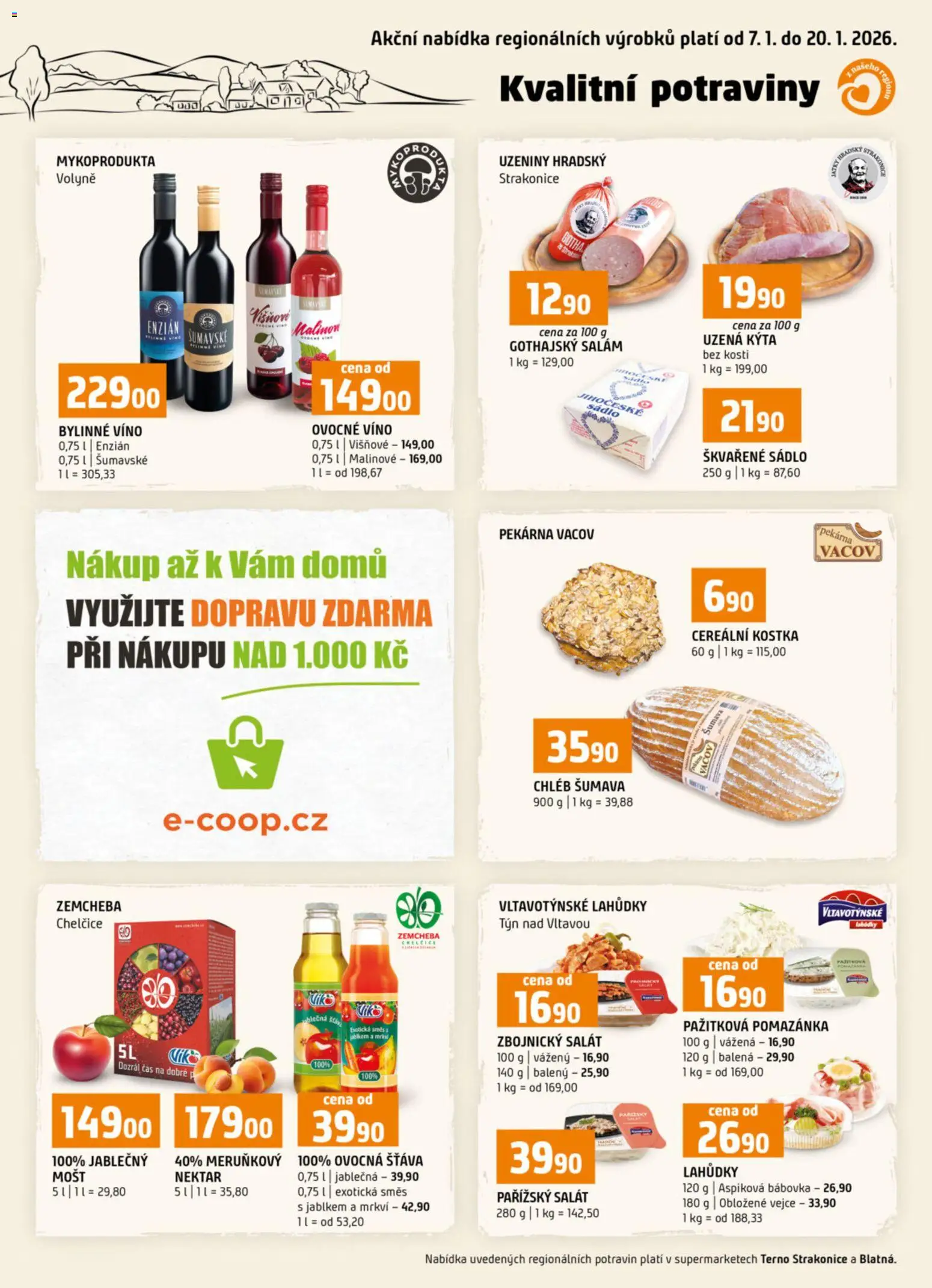 Náhled nabídky: Terno Leták - Blatná, Strakonice platný od 07.01.2026 - Potraviny, Víno, Salát, Salám, Sádlo, Mošt, Šťáva, Gothajský salám