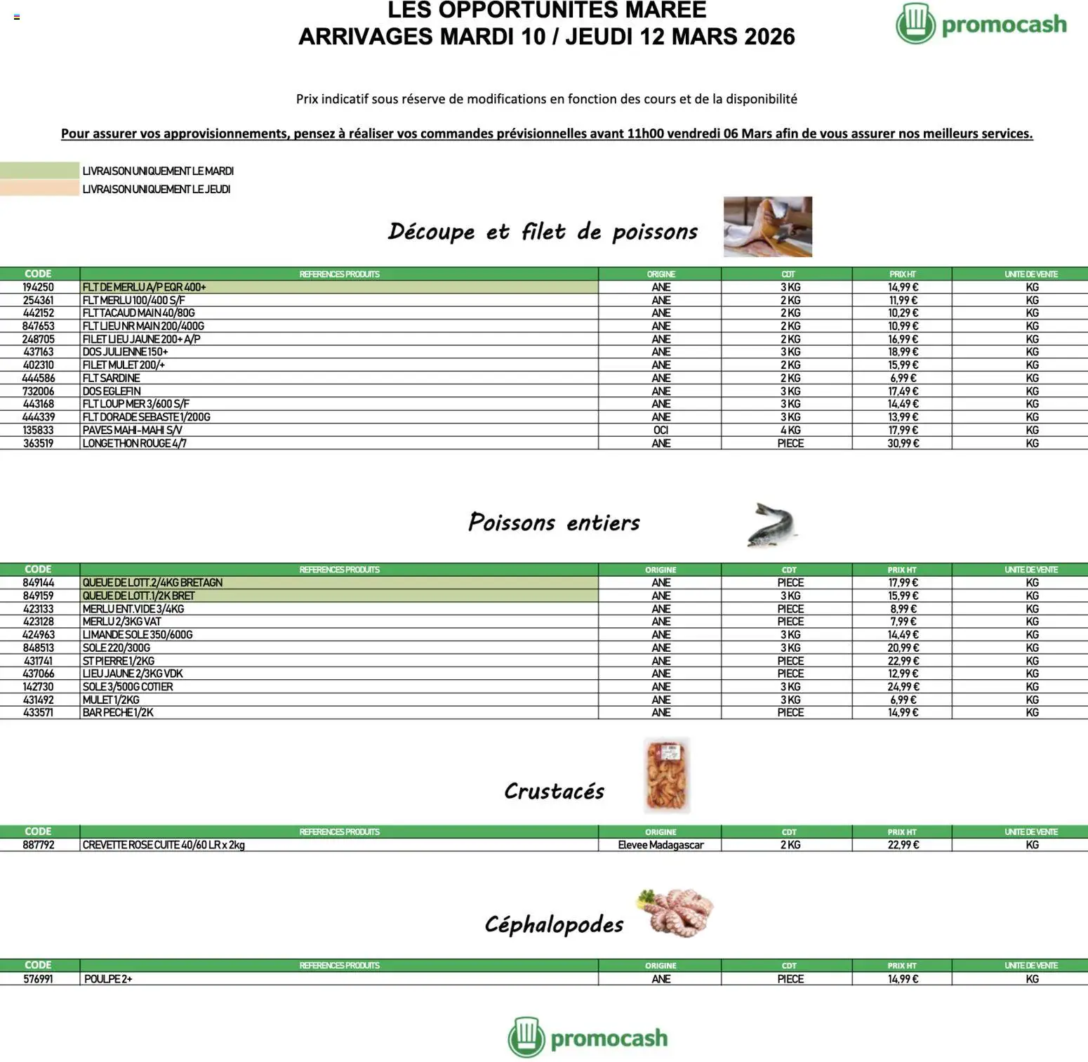 Prévisualisation de Promocash Opportunités Marée du magasin Promocash formulaire valide 10/03/2026