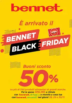 Anteprima dell'opuscolo Black Friday dal negozio bennet valido da 28/11/2025