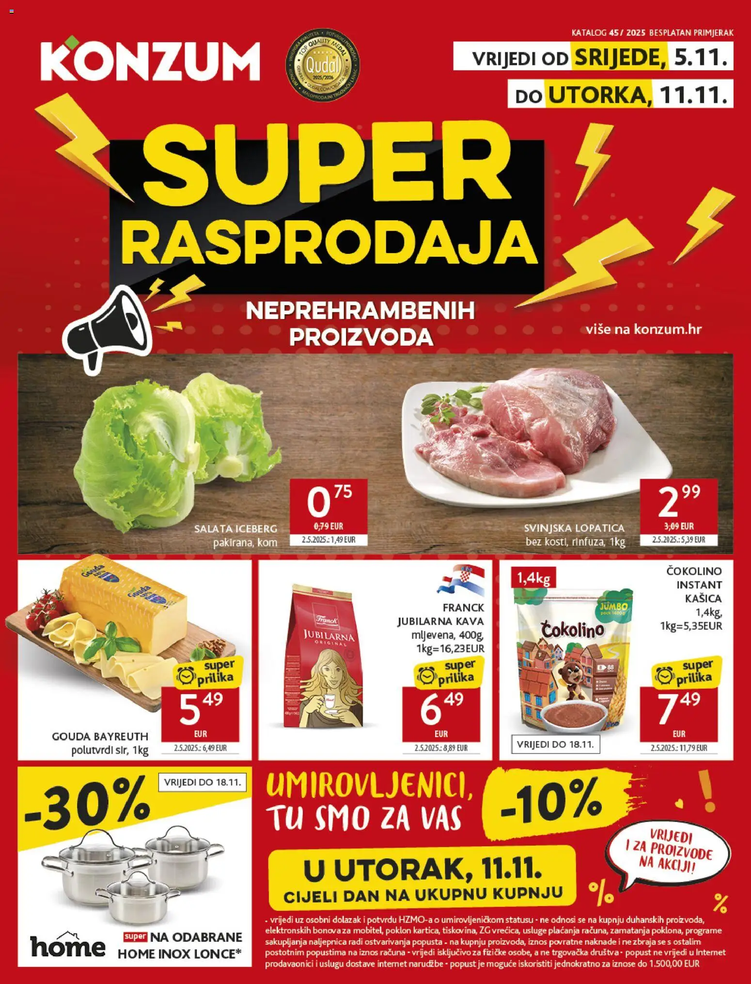 Pregled letka Super Rasprodaja trgovine Konzum vrijedi od 05.11.2025