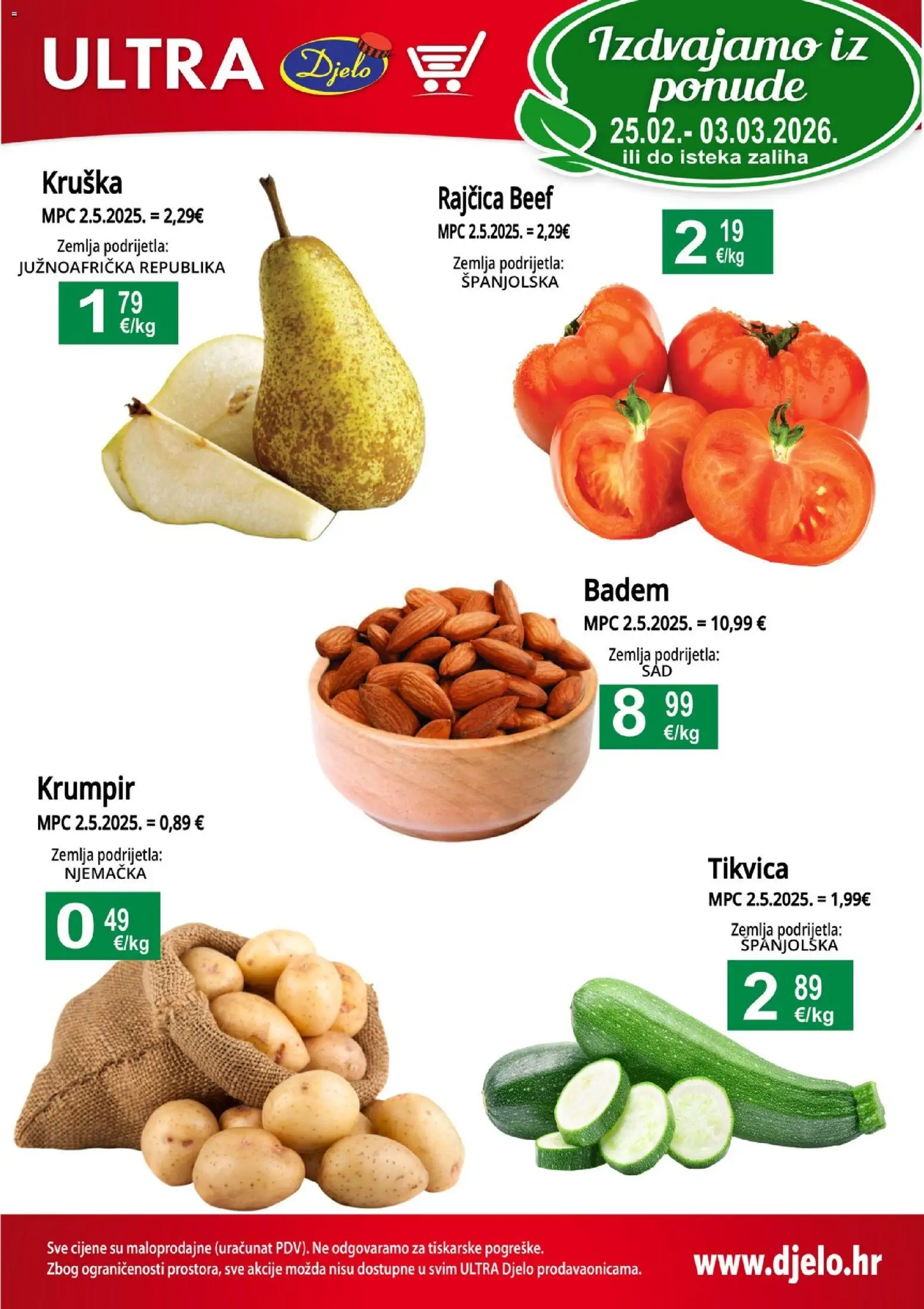 Pregled letka Katalog trgovine Djelo vrijedi od 25.02.2026