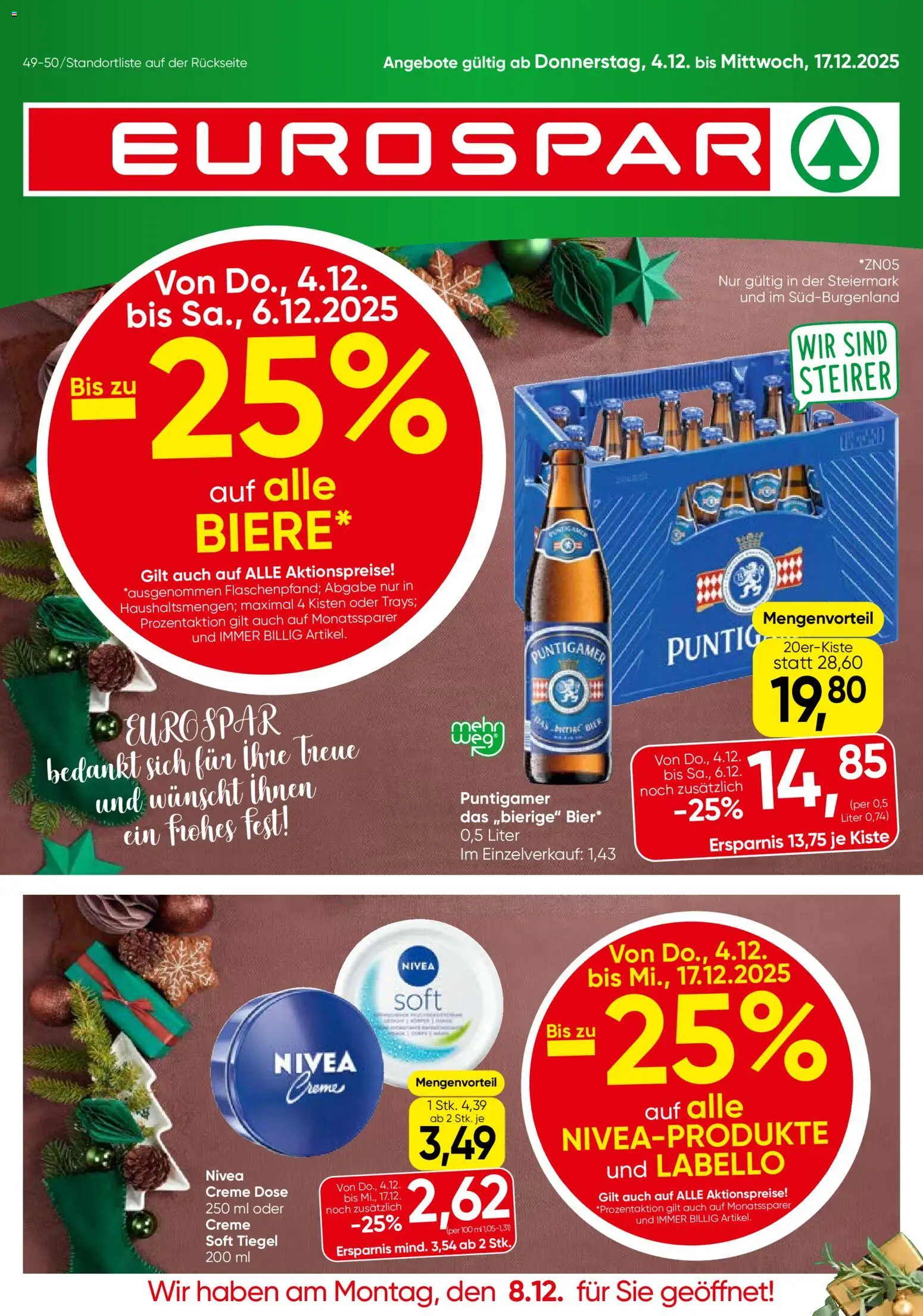 Vorschau der Angebote: Eurospar Steiermark gültig ab 04.12.2025 - Creme
