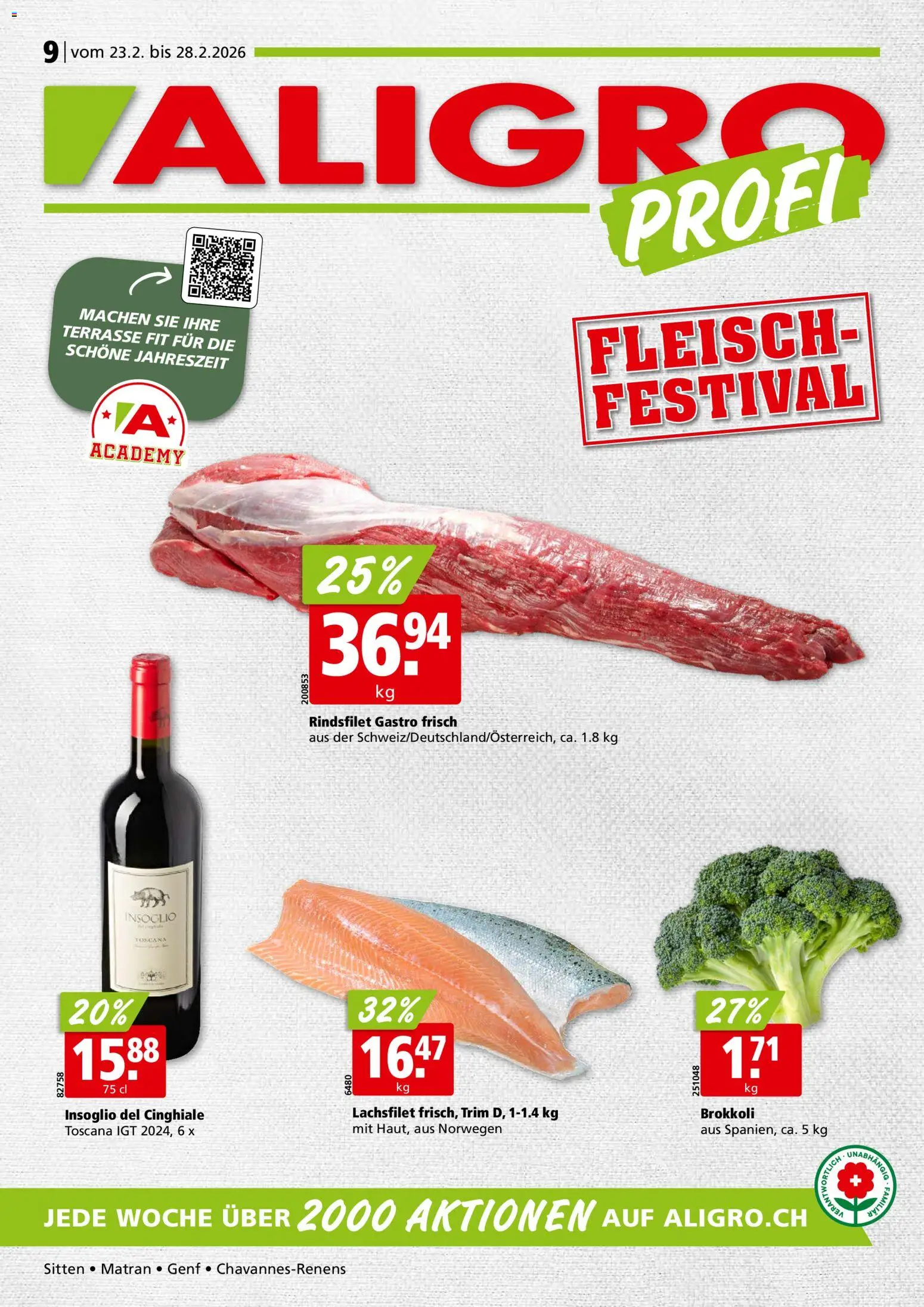 Vorschau des Merkblatts Aktionen Chavannes, Matran, Genf, Sitten vom Shop Aligro gültig von 23.02.2026 bis 28.02.2026