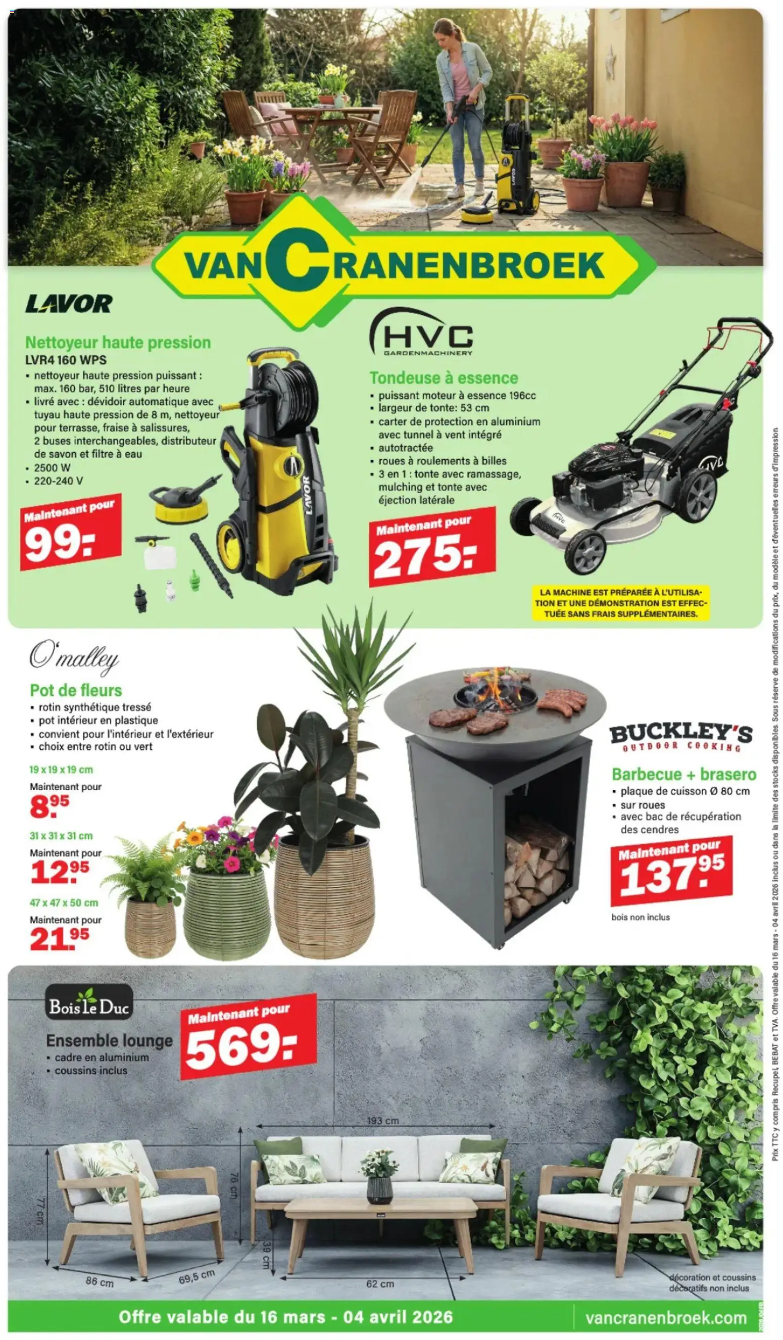 Voorbeeld van Van Cranenbroek Publicité van winkel Van Cranenbroek geldig vanaf 16/03/2026 - La, Barbecue, Mars, Pot, Tondeuse