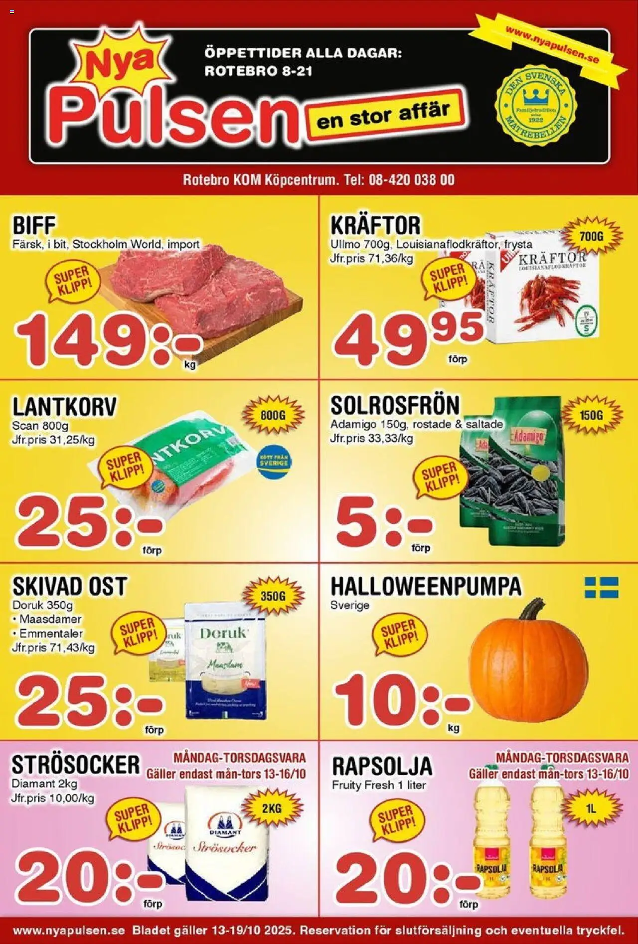 Aktuella reklamblad Nya Pulsen är giltig 13/10 2025 > Veckans Erbjudanden gäller från 13/10/2025 till 19/10/2025 sidnummer 1