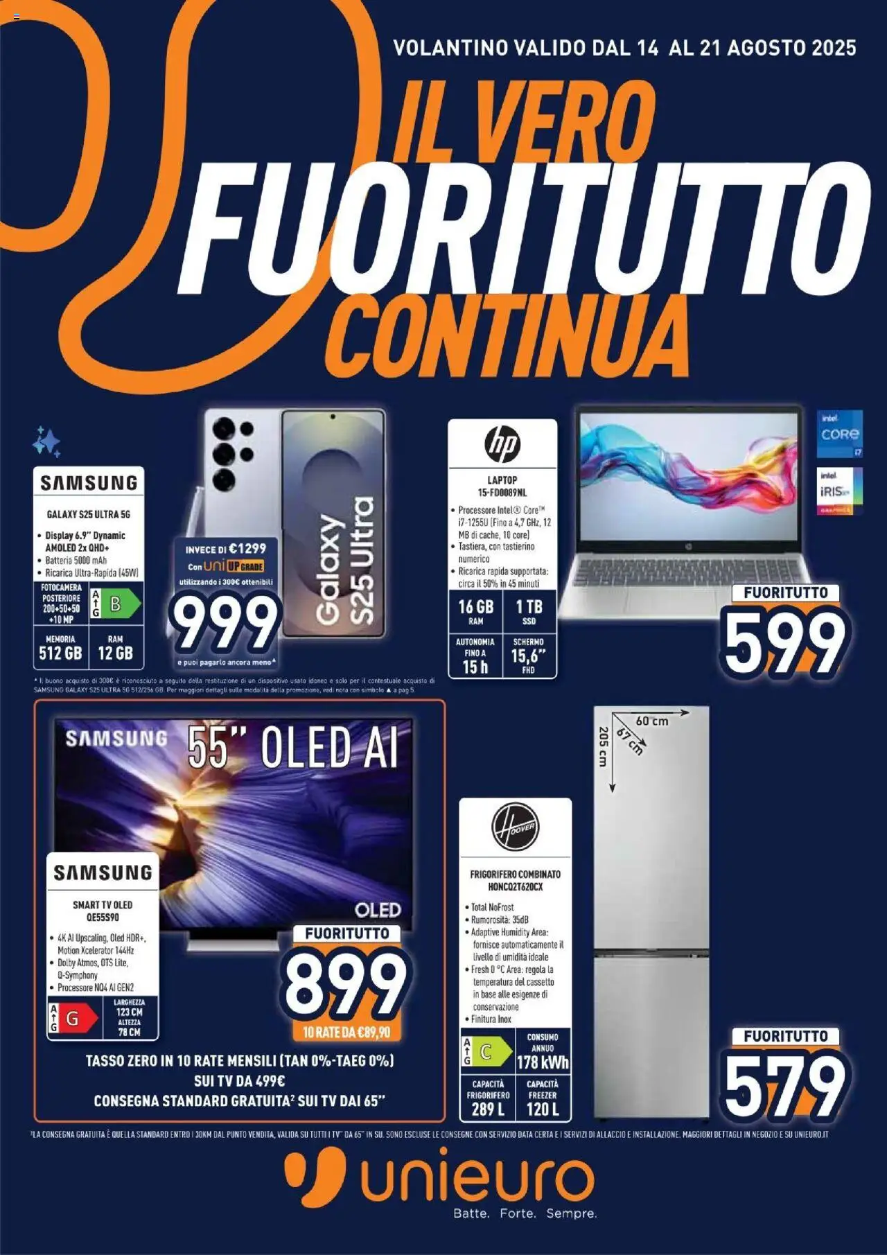 Volantino Unieuro valido da 14/08/2025 numero di pagina 1