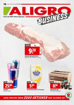Vorschau des Merkblatts Aligro aktionen Business Schlieren, Gossau SG, Frauenfeld, Rapperswil-Jona, Sargans, Bern vom Shop Aligro gültig von 13.04.2026 bis 18.04.2026
