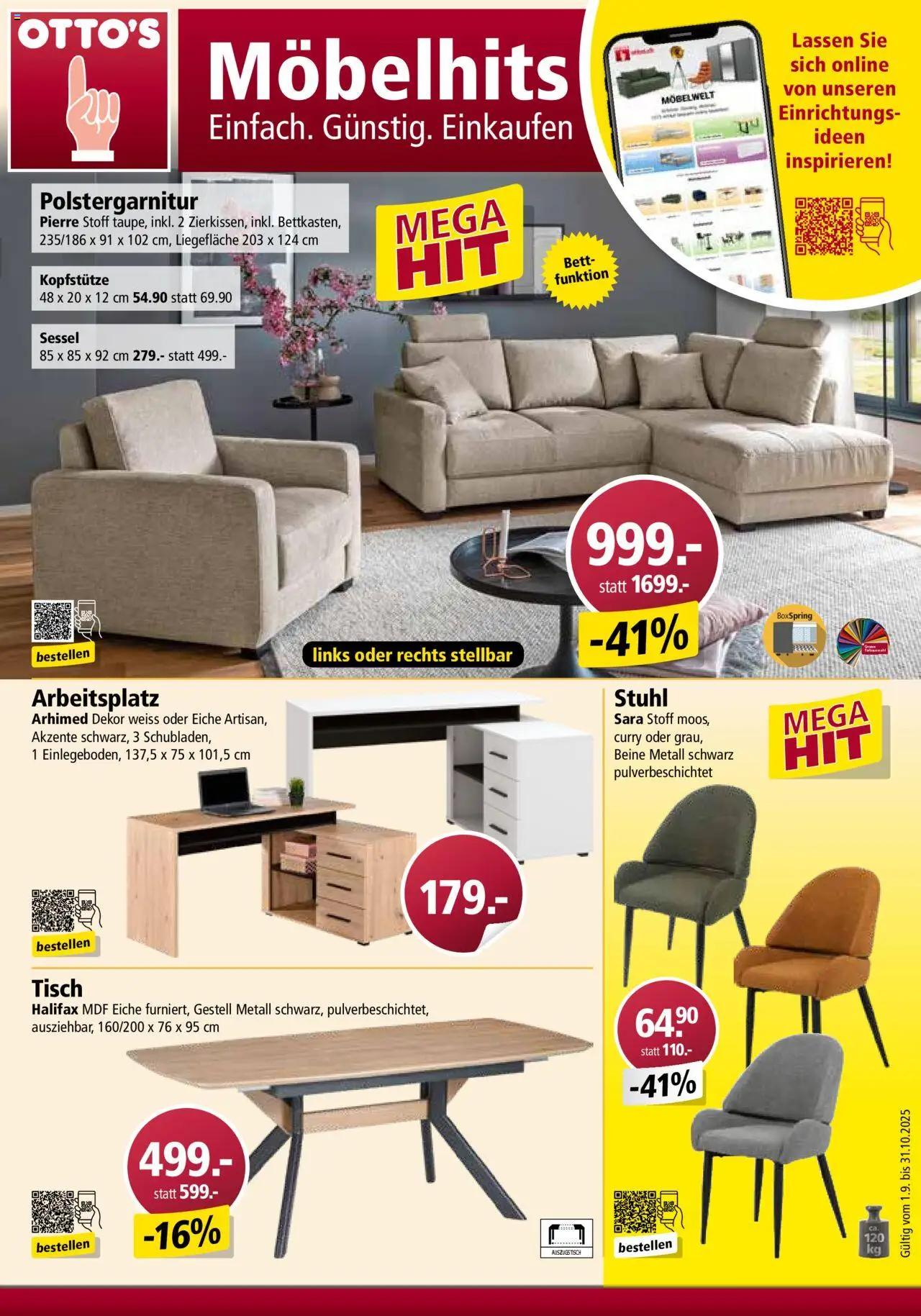Otto's Aktionen Möbelflyer ab 01.09.2025 - Seitennummer 1