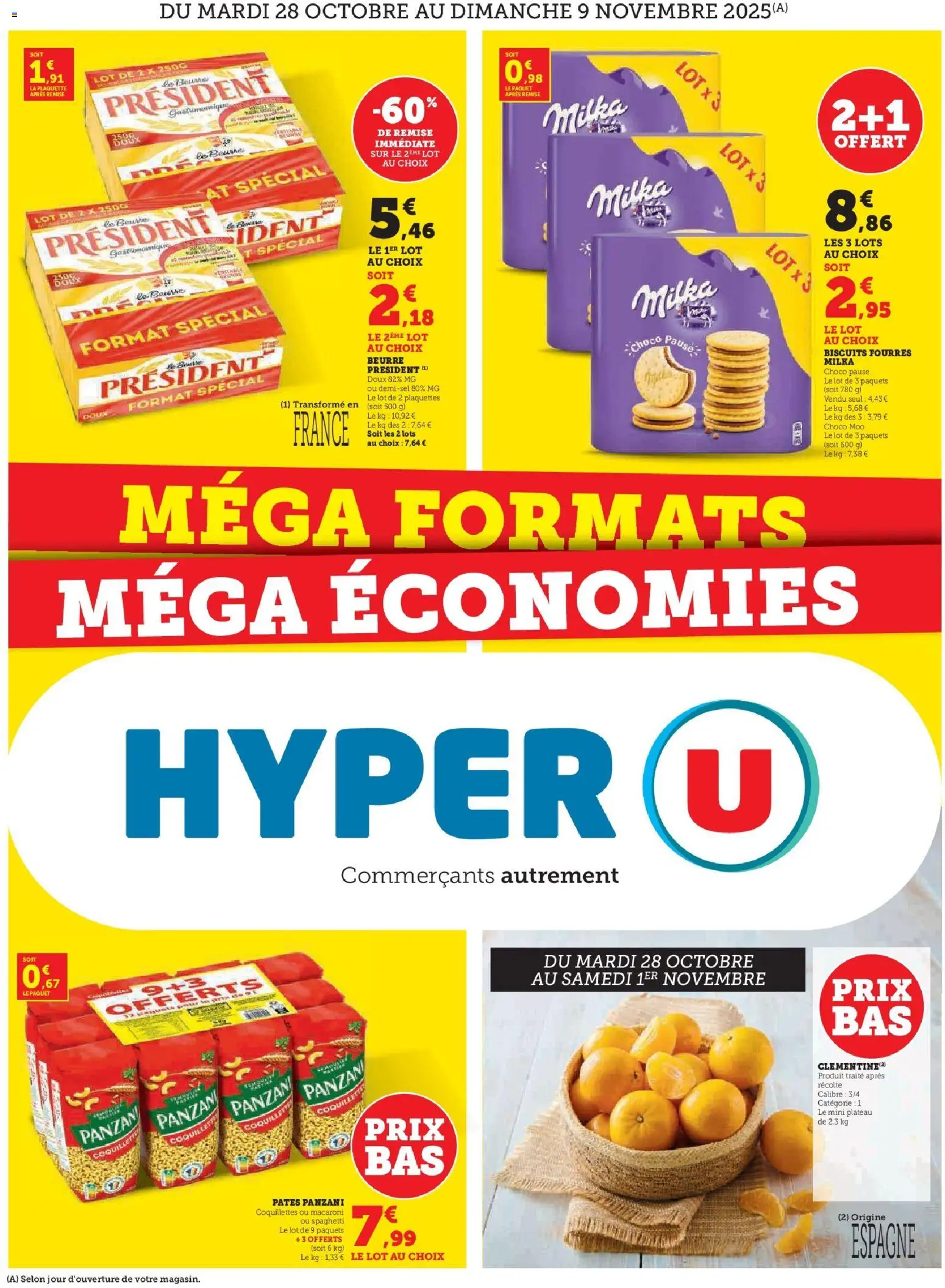 Super formats Super économies de la boutique Hyper U valable du 28/10/2025 - Page numéro 1