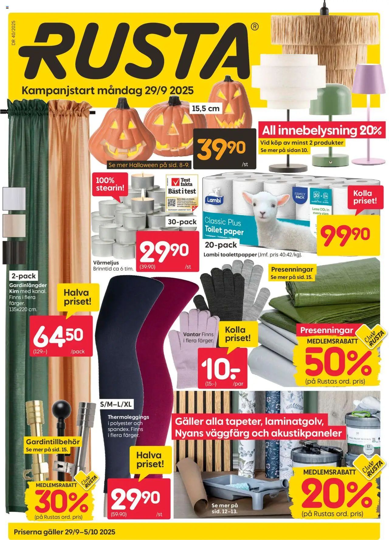 Aktuella reklamblad Rusta är giltig 29/09 2025 > Veckans Erbjudanden gäller från 29/09/2025 till 05/10/2025 sidnummer 1