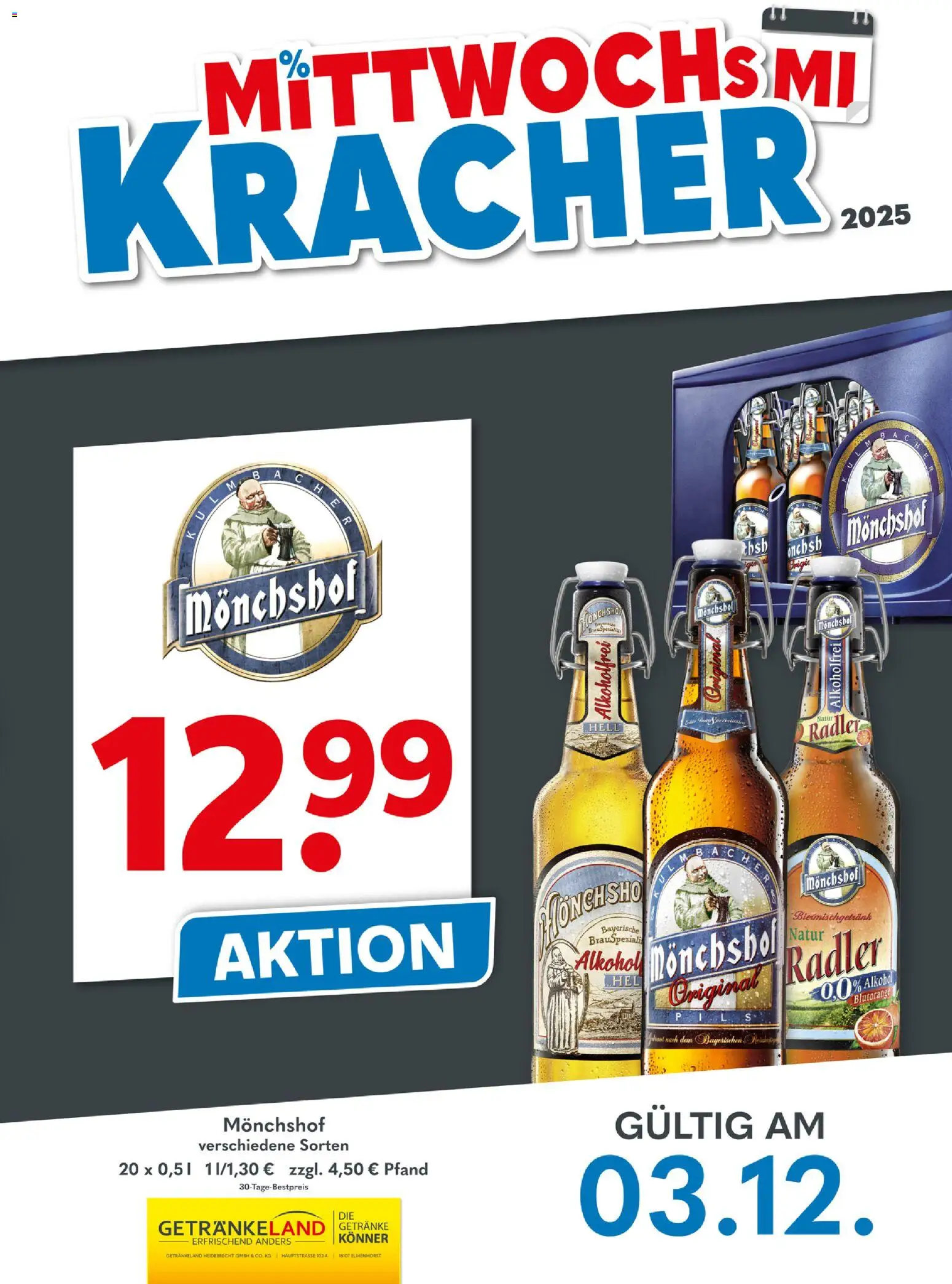 Vorschau von dem Prospekt des Geschäftes Getränkeland, gültig ab dem 03.12.2025 - Alkohol, Radler, Monchshof, Pils