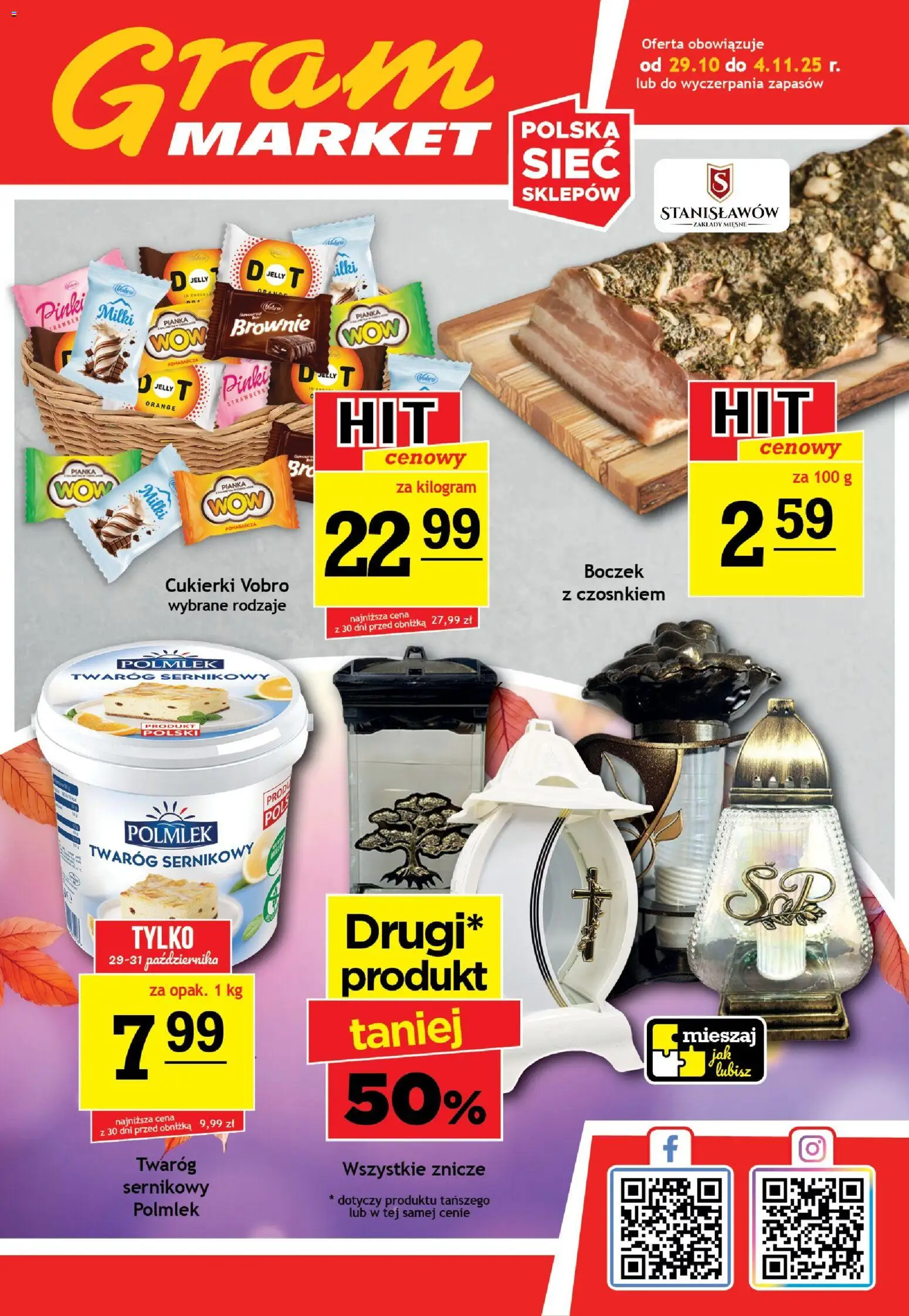 Pogląd gazetki "Gazetka" ze sklepu Gram Market ważnej od 29.10.2025 - Brownie, Znicze, Cukierki, Boczek, Twaróg