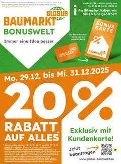 Vorschau von dem Prospekt des Geschäftes Globus Baumarkt, gültig ab dem 29.12.2025