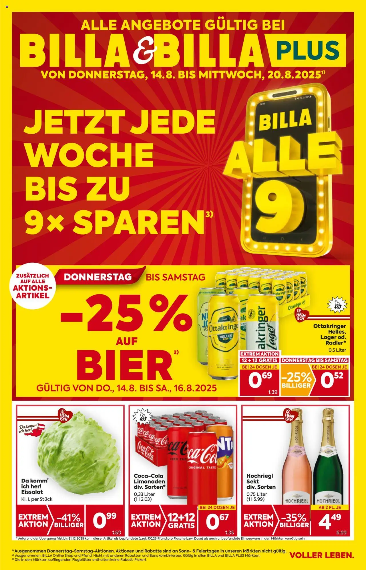  BILLA Flugblatt ab 14.08.2025 vorschau >> Prospekt aktuell - Seite 1