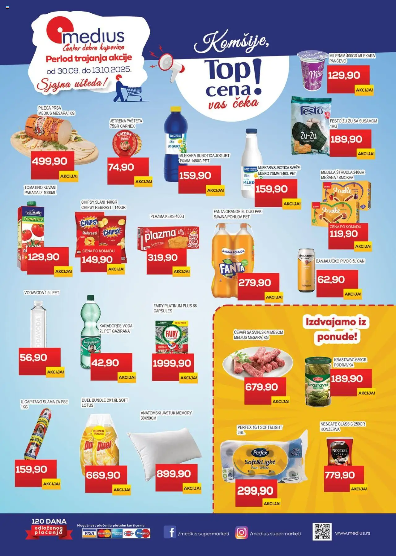 Medius katalog važi od 30.09.2025 - stranica 1 - Paradajz, Nescafé, Voda, Krastavac, Mleko, Jastuk, Štrudla, Pileća prsa