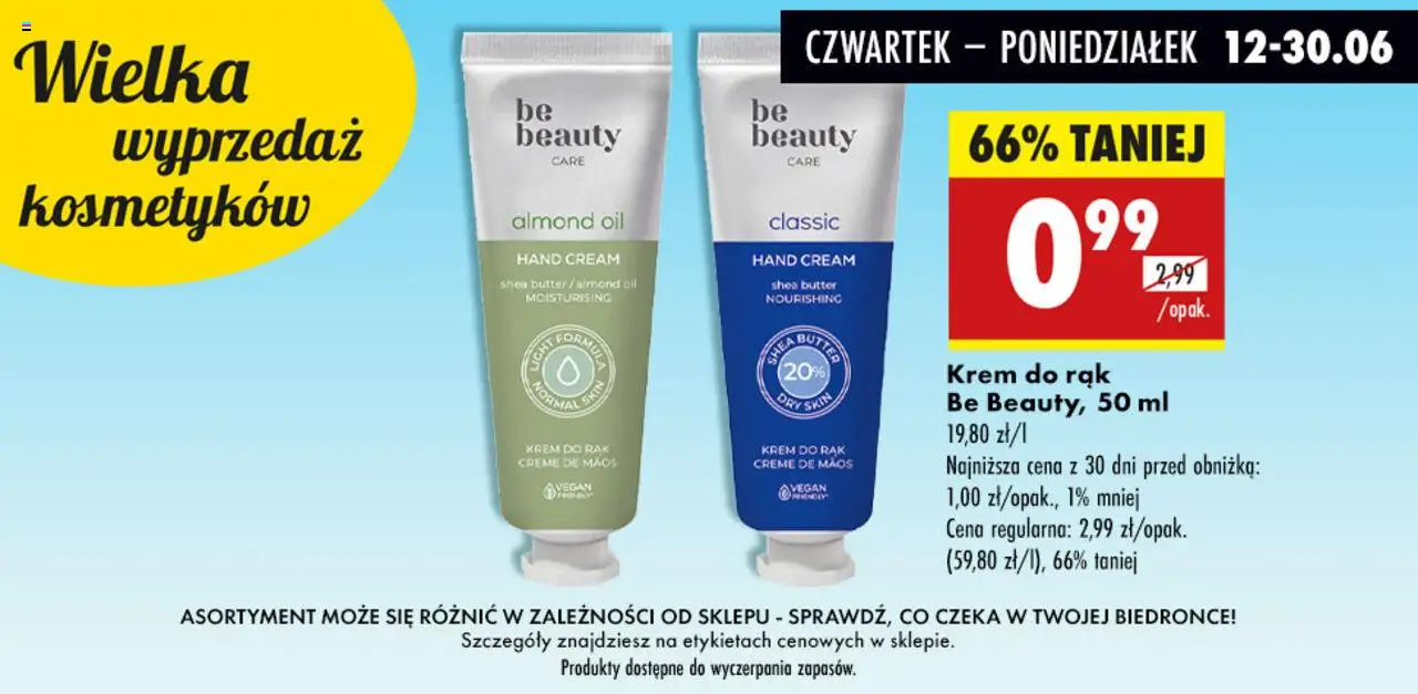 Biedronka gazetka promocyjna 12.06.2025 - "Kosmetyki" - Numer strony 1 - Prysznic, Błyszczyk, Szampon, Pasta do zębów, Body, Be beauty, Maseczki do twarzy, Pasta